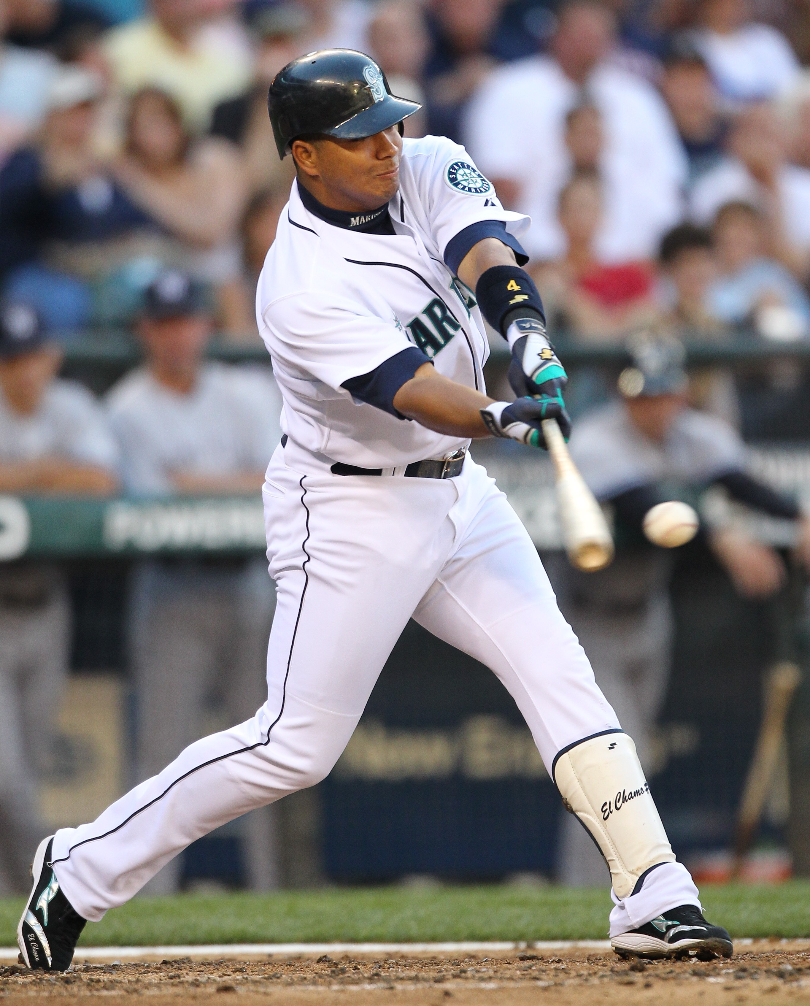 SEATTLE - JULY 10:  Jose Lopez #4 of the Seattle Mariners bats against the New York Yankees at Safeco Field on July 10, 2010 in Seattle, Washington. (Photo by Otto Greule Jr/Getty Images)