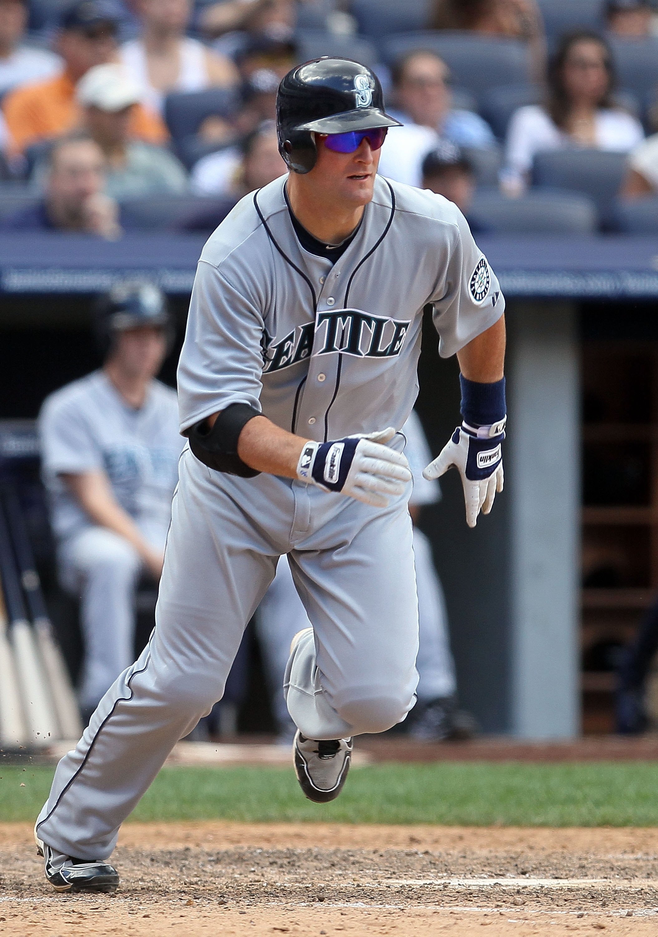 NEW YORK - JULY 01:  Russell Branyan #30 of the Seattle Mariners runs against the New York Yankees on July 1, 2010 at Yankee Stadium in the Bronx borough of New York City. The Yankees defeated the Mariners 4-2.  (Photo by Jim McIsaac/Getty Images)