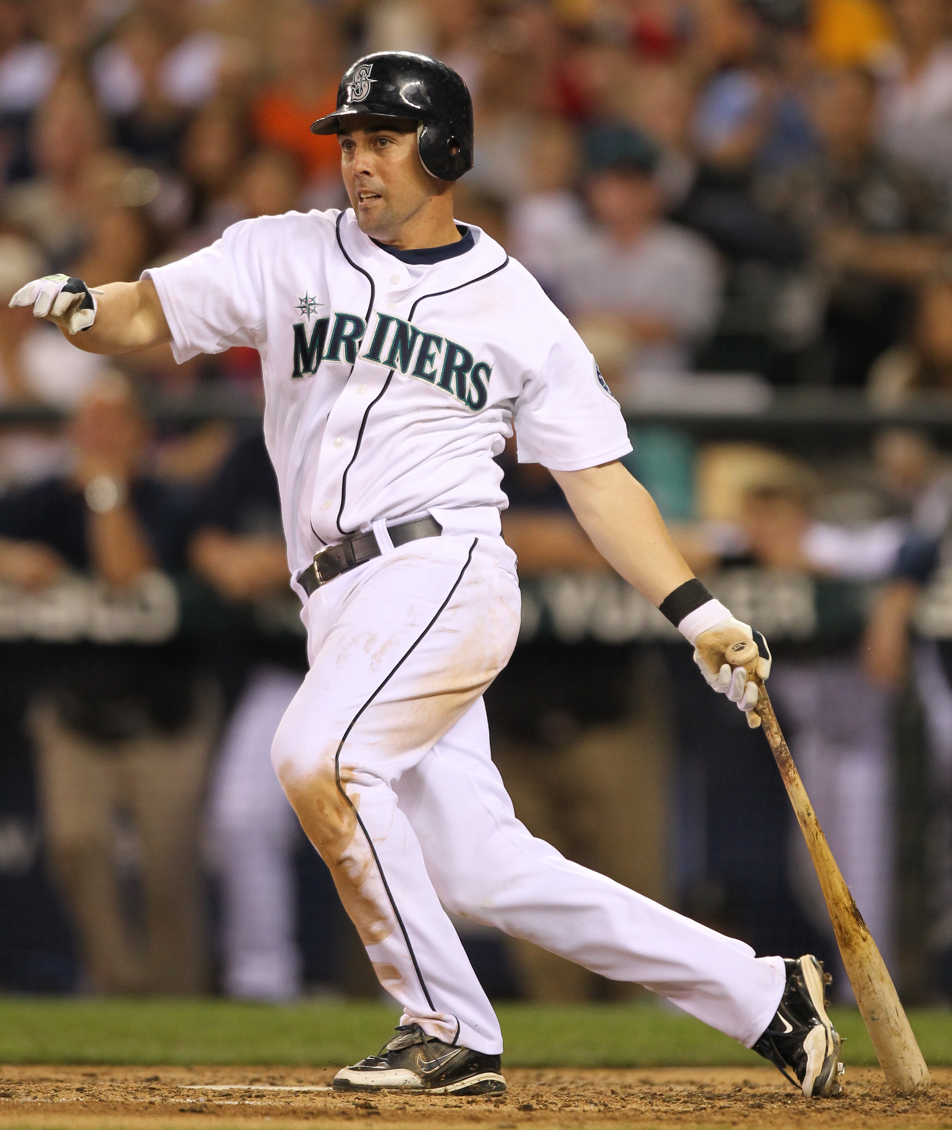 SEATTLE - JULY 24:  Jack Wilson #2 of the Seattle Mariners bats against the Boston Red Sox at Safeco Field on July 24, 2010 in Seattle, Washington. (Photo by Otto Greule Jr/Getty Images)