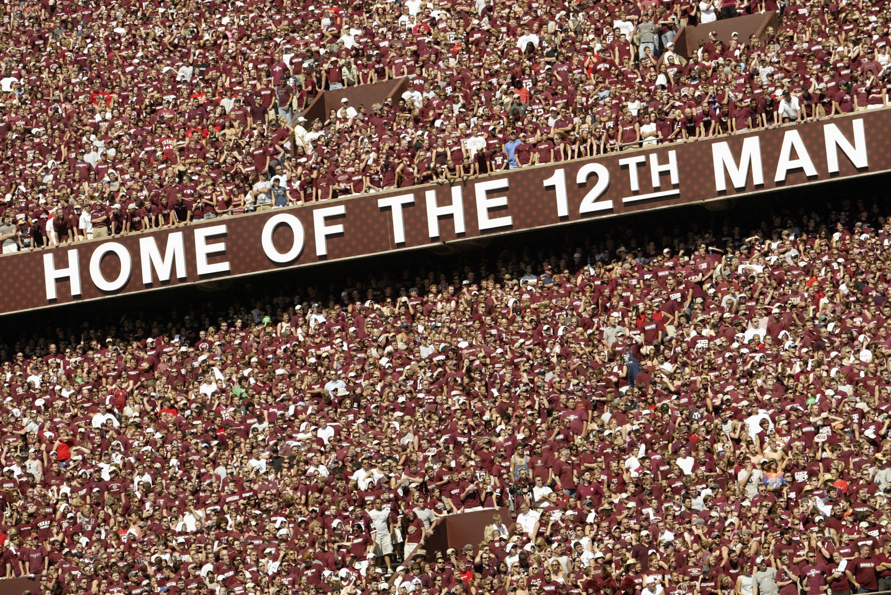 COLLEGE STATION, TX -SEPTEMBER 30:  A general view as fans of the Texas A&M Aggies yell from the stands during the game against the Texas Tech Red Raiders at Kyle Field on September 30, 2006 in College Station, Texas. (Photo by Ronald Martinez/Getty Image
