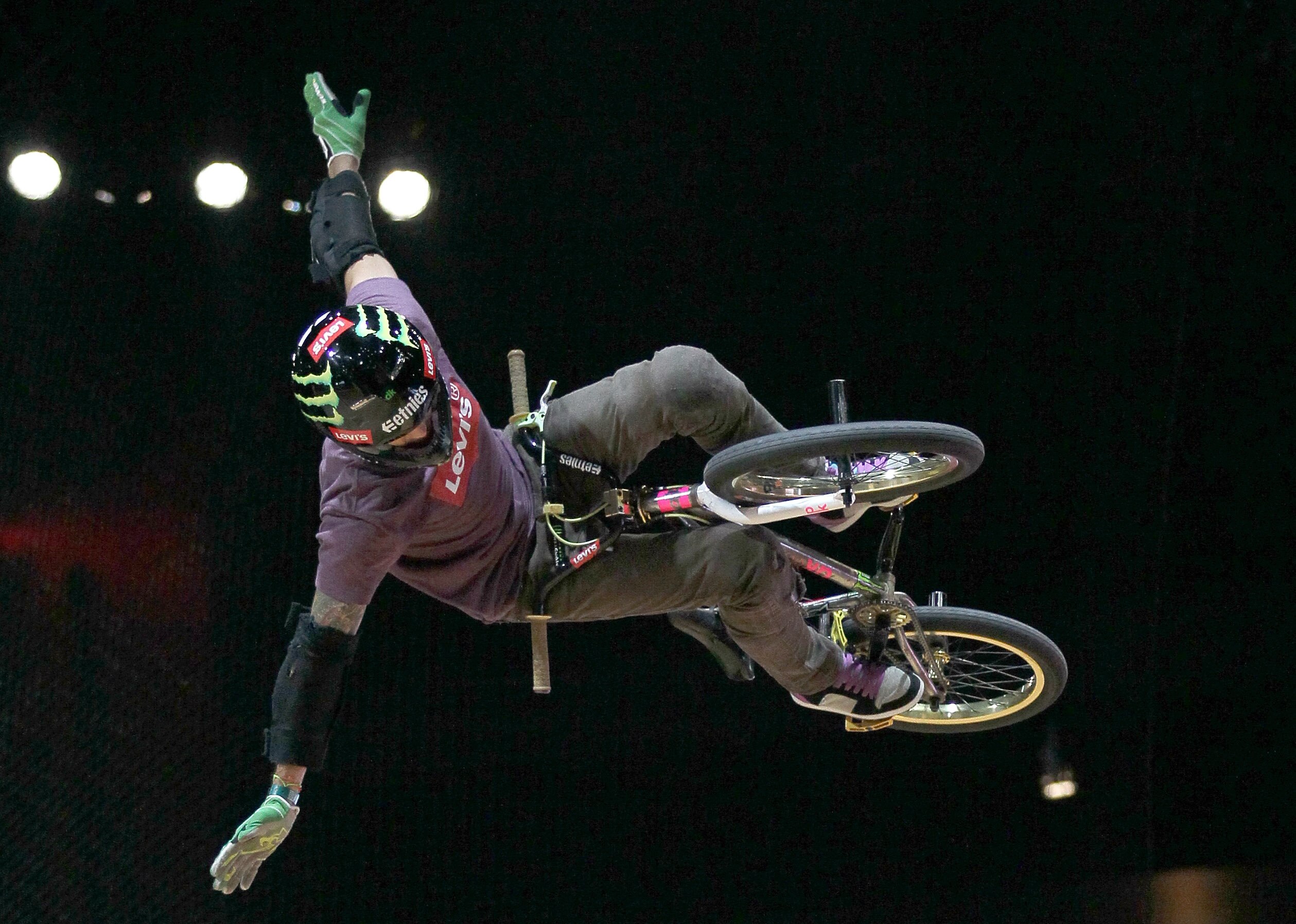 LOS ANGELES, CA - JULY 30:  Jamie Bestwick performs during the BMX Freestyle Vert competition at the Nokia Theater during X Games 16 on July 30, 2010 in Los Angeles, California.  (Photo by Stephen Dunn/Getty Images)