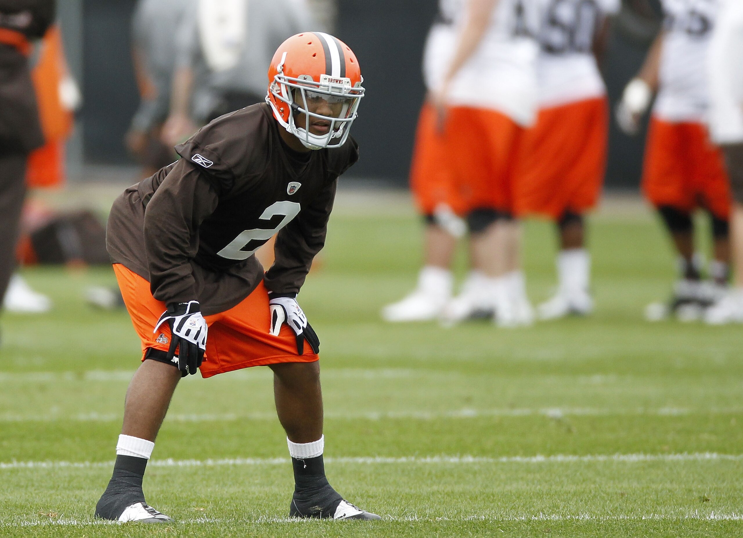 BEREA, OH - MAY 01:  T.J. Ward #2 of the Cleveland Browns runs a drill during rookie mini camp at the Cleveland Browns Training and Administrative Complex on May 1, 2010 in Berea, Ohio.  (Photo by Gregory Shamus/Getty Images)