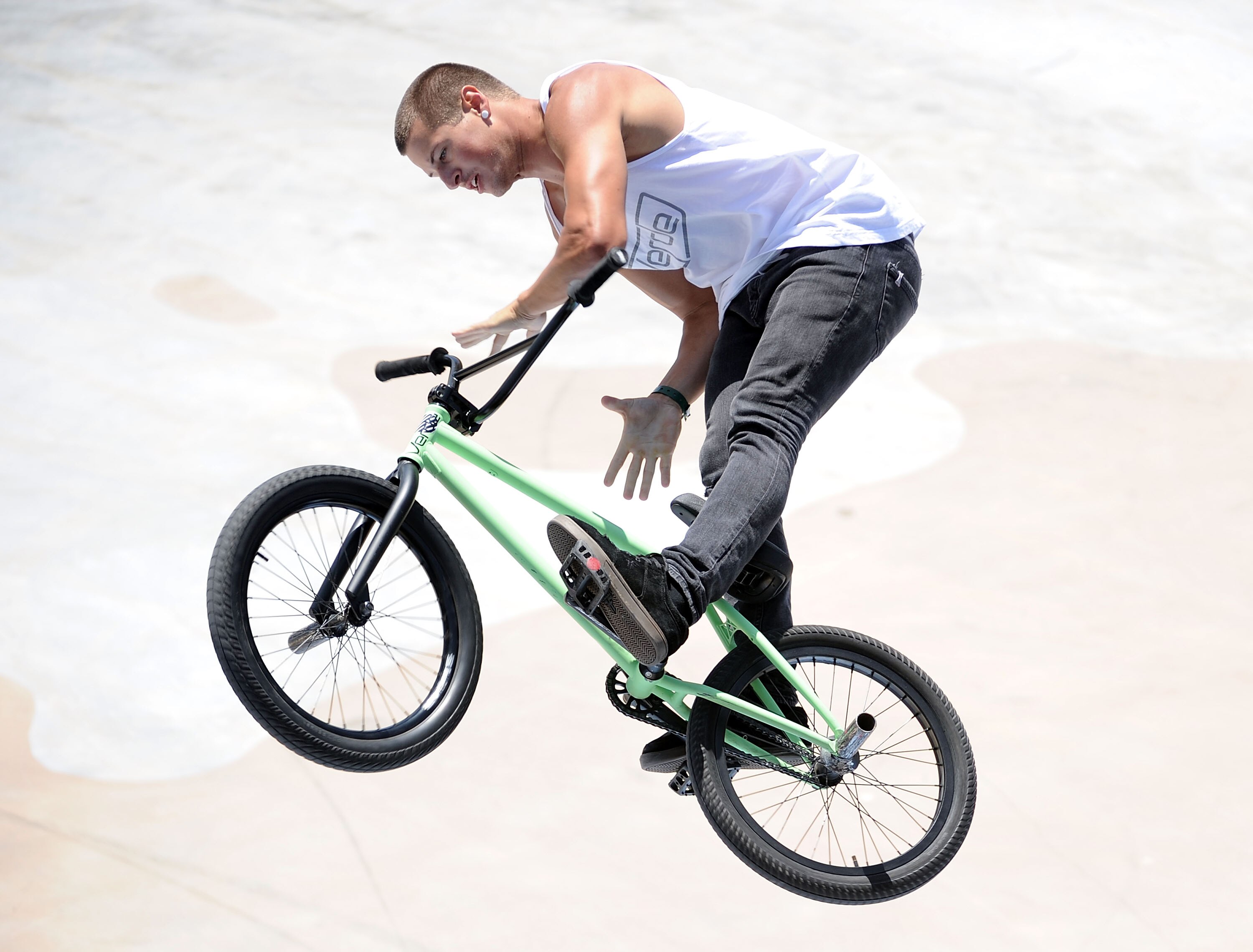 LOS ANGELES, CA - JULY 30:  Kevin Kiraly competes in the BMX Freestyle Street Elimination during X Games 16 at the Event Deck LA Live on July 30, 2010 in Los Angeles, California.  (Photo by Harry How/Getty Images)