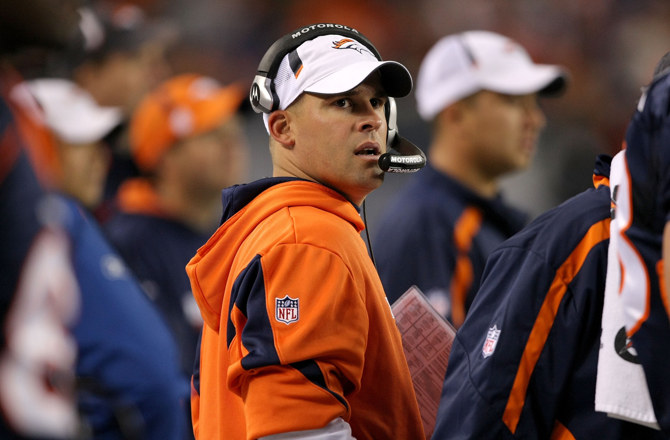 DENVER - NOVEMBER 26: Head coach Josh McDaniels of the Denver Broncos looks on from the sidelines as he leads his team against the New York Giants during NFL action at Invesco Field at Mile High on November 26, 2009 in Denver, Colorado. (Photo by Doug P DENVER - NOVEMBER 26: Head coach Josh McDaniels of the Denver Broncos looks on from the sidelines as he leads his team against the New York Giants during NFL action at Invesco Field at Mile High on November 26, 2009 in Denver, Colorado. (Photo by Doug P