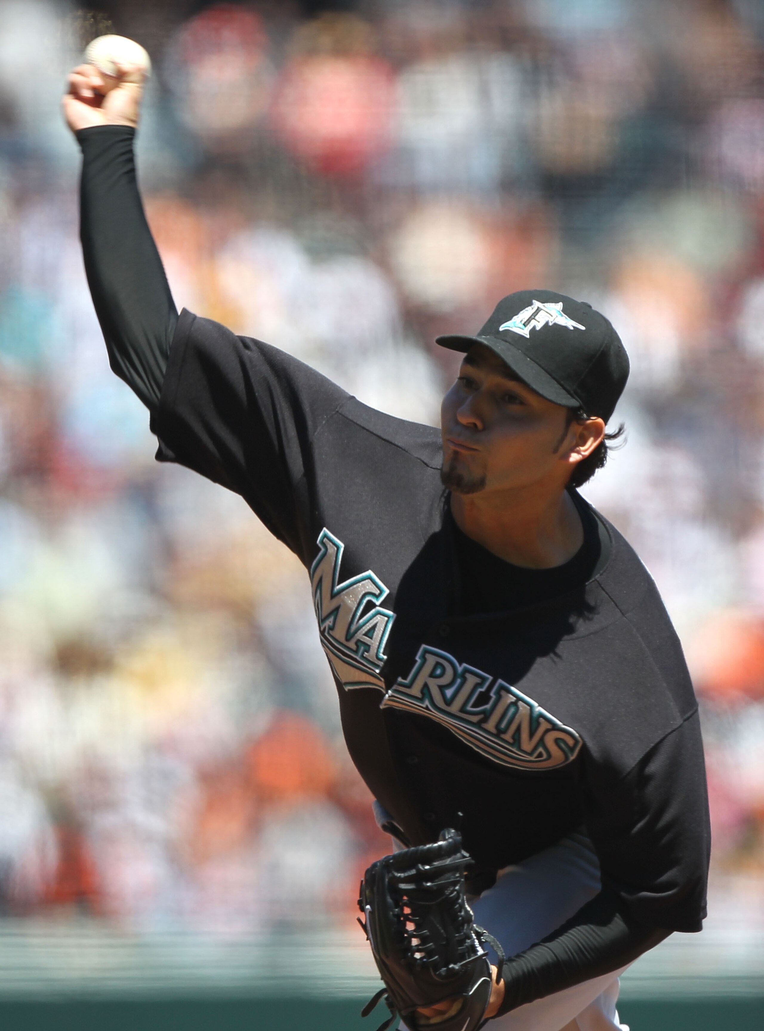 SAN FRANCISCO - JULY 29: Anibal Sanchez #19 of the Florida Marlins pitches against the San Francisco Giants during an MLB game at AT&T Park on July 29, 2010 in San Francisco, California. (Photo by Jed Jacobsohn/Getty Images) SAN FRANCISCO - JULY 29: Anibal Sanchez #19 of the Florida Marlins pitches against the San Francisco Giants during an MLB game at AT&T Park on July 29, 2010 in San Francisco, California. (Photo by Jed Jacobsohn/Getty Images)