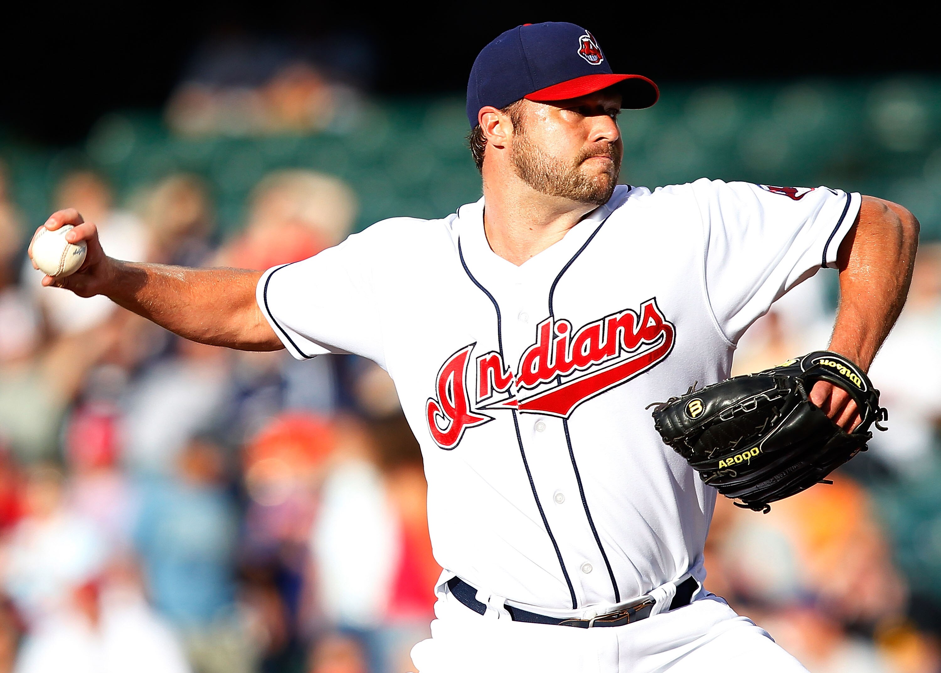 CLEVELAND - JUNE 17:  Jake Westbrook #37 of the Cleveland Indians pitches against the New York Mets during the game on June 17, 2010 at Progressive Field in Cleveland, Ohio.  (Photo by Jared Wickerham/Getty Images)