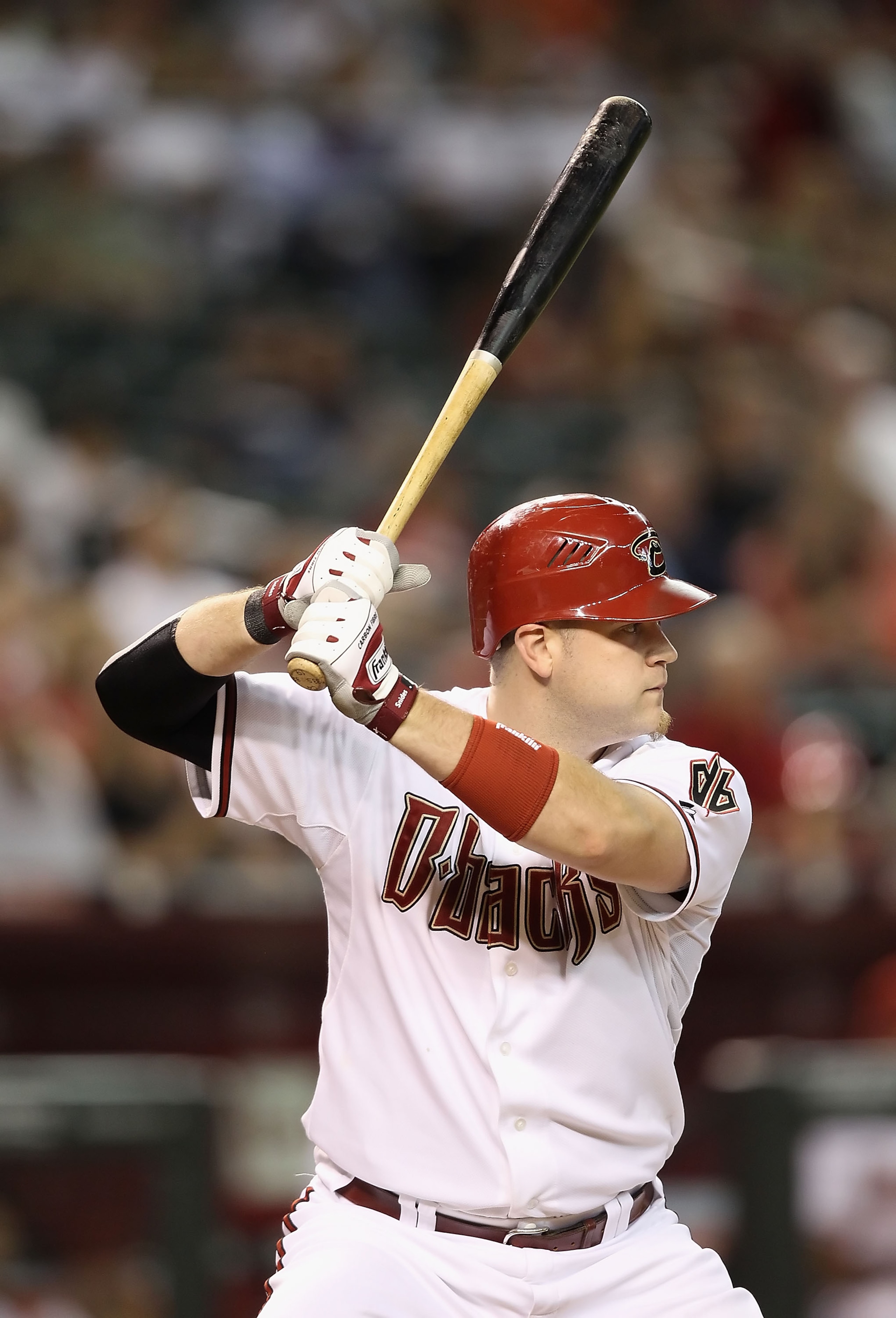 PHOENIX - JULY 08: Chris Snyder #19 of the Arizona Diamondbacks at bat during the Major League Baseball game against the Florida Marlins at Chase Field on July 8, 2010 in Phoenix, Arizona. The Diamondbacks defeated the Marlins 10-4. (Photo by Christian PHOENIX - JULY 08: Chris Snyder #19 of the Arizona Diamondbacks at bat during the Major League Baseball game against the Florida Marlins at Chase Field on July 8, 2010 in Phoenix, Arizona. The Diamondbacks defeated the Marlins 10-4. (Photo by Christian
