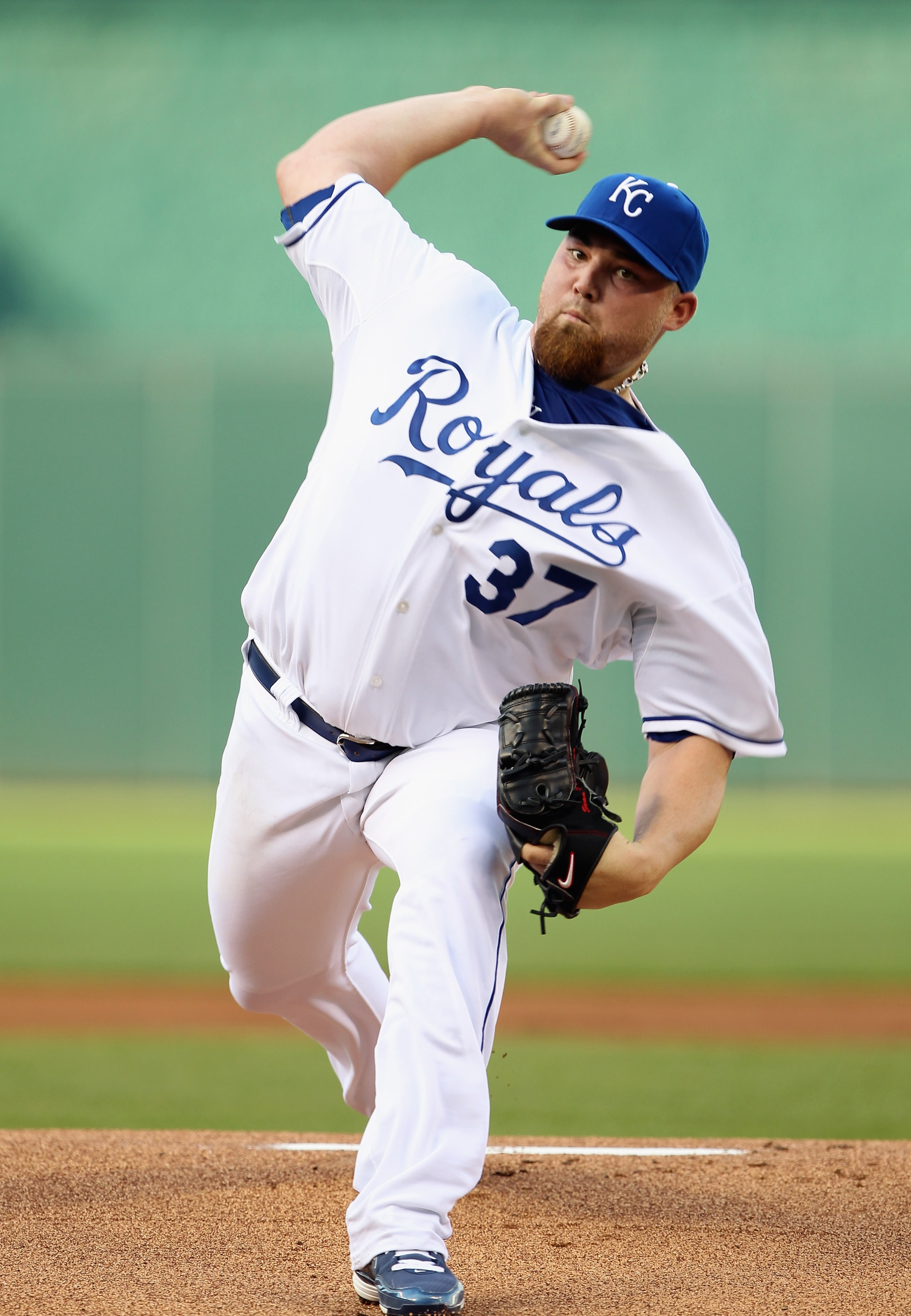 KANSAS CITY, MO - JULY 30: Starting pitcher Sean O'Sullivan #37 of the Kansas City Royals warms-up just prior to the start of the game against the Baltimore Orioles on July 30, 2010 at Kauffman Stadium in Kansas City, Missouri. (Photo by Jamie Squire/Ge KANSAS CITY, MO - JULY 30: Starting pitcher Sean O'Sullivan #37 of the Kansas City Royals warms-up just prior to the start of the game against the Baltimore Orioles on July 30, 2010 at Kauffman Stadium in Kansas City, Missouri. (Photo by Jamie Squire/Ge