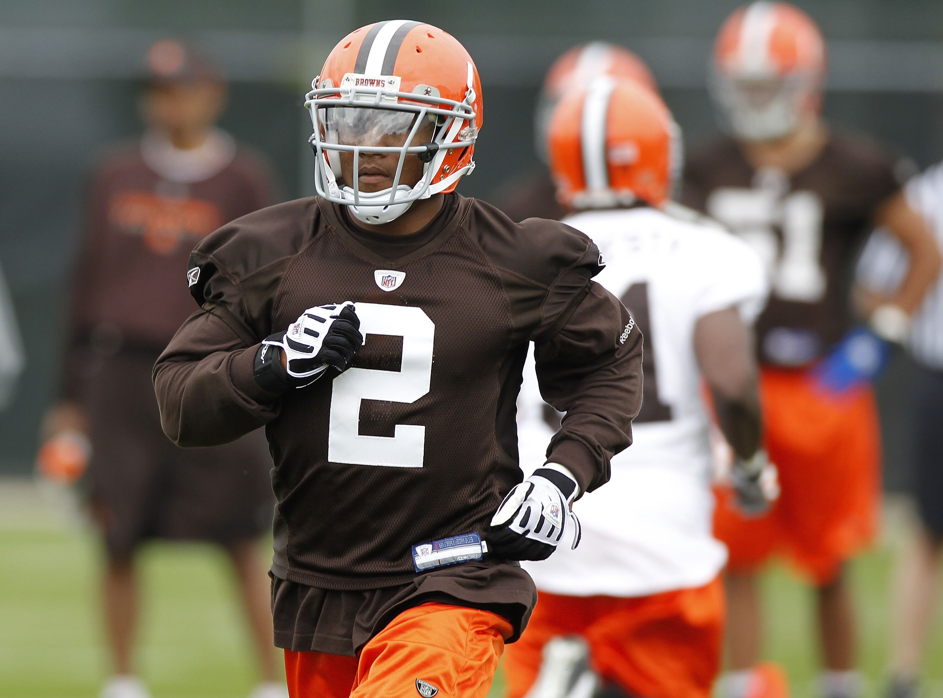 BEREA, OH - MAY 01:  T.J. Ward #2 of the Cleveland Browns runs a drill during rookie mini camp at the Cleveland Browns Training and Administrative Complex on May 1, 2010 in Berea, Ohio.  (Photo by Gregory Shamus/Getty Images)