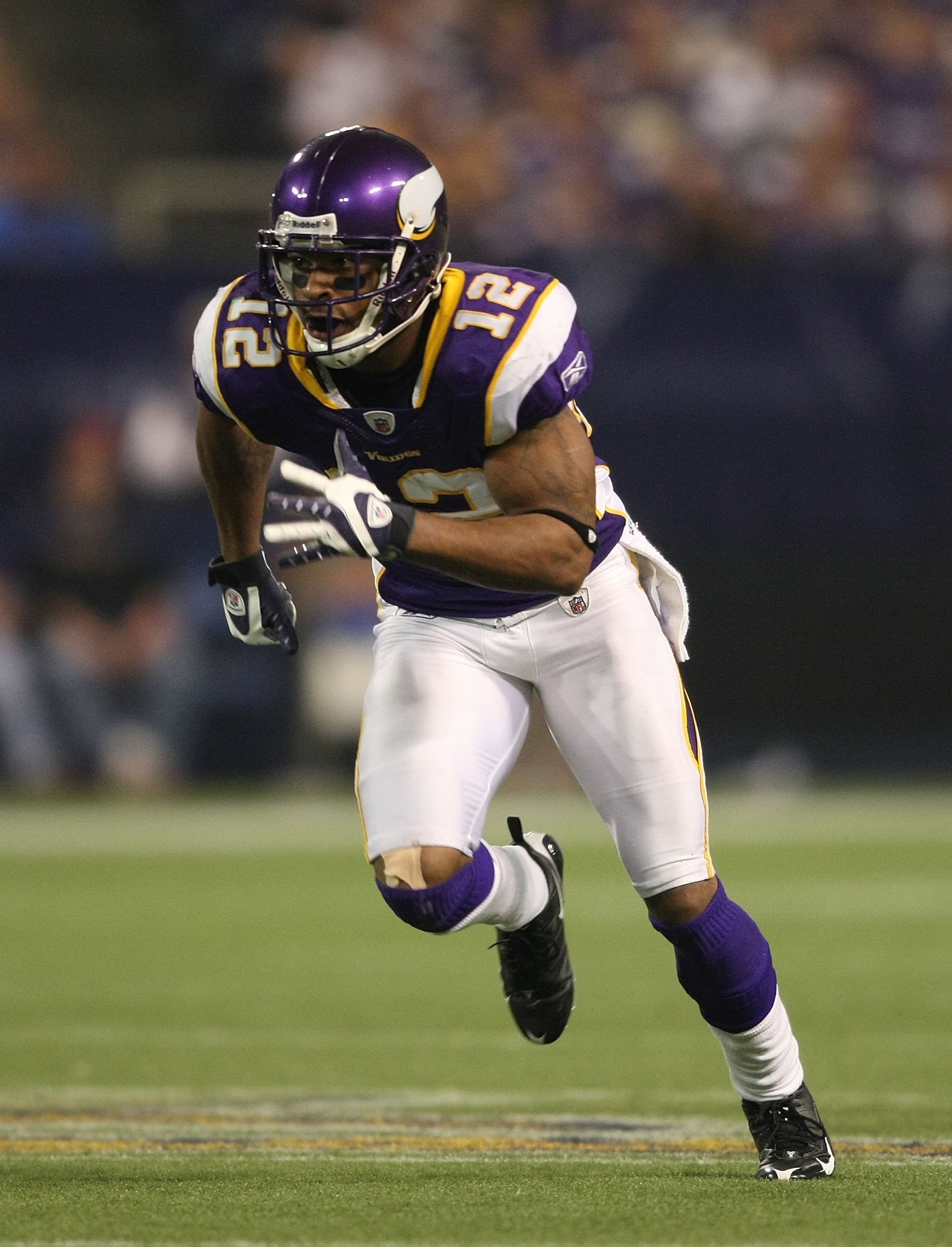MINNEAPOLIS - NOVEMBER 22:  Percy Harvin #12 of the Minnesota Vikings against the Seattle Seahawks at Hubert H. Humphrey Metrodome on November 22, 2009 in Minneapolis, Minnesota.  (Photo by Nick Laham/Getty Images)
