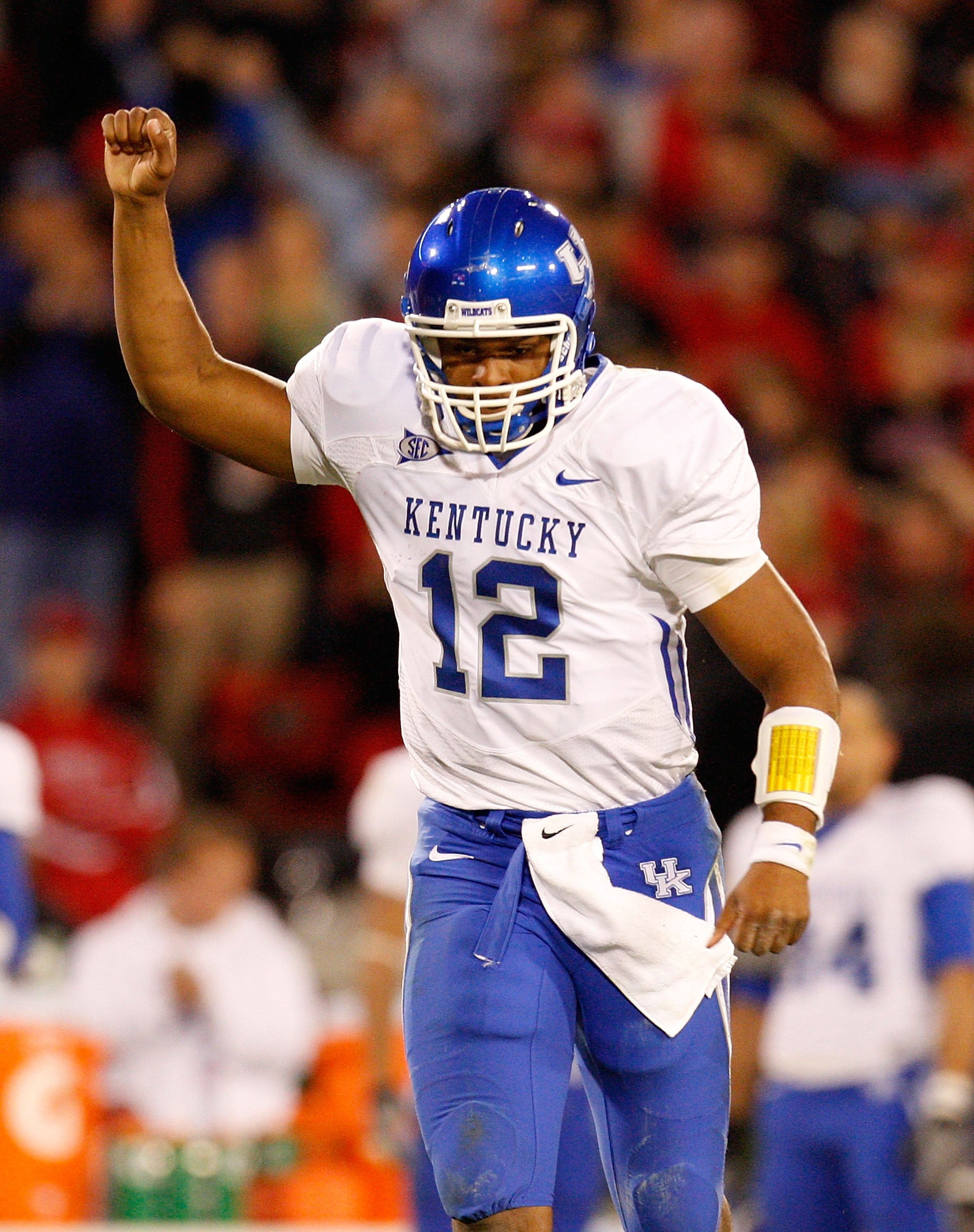 ATHENS, GA - NOVEMBER 21:  Quarterback Morgan Newton #12 of the Kentucky Wildcats against the Georgia Bulldogs at Sanford Stadium on November 21, 2009 in Athens, Georgia.  (Photo by Kevin C. Cox/Getty Images)