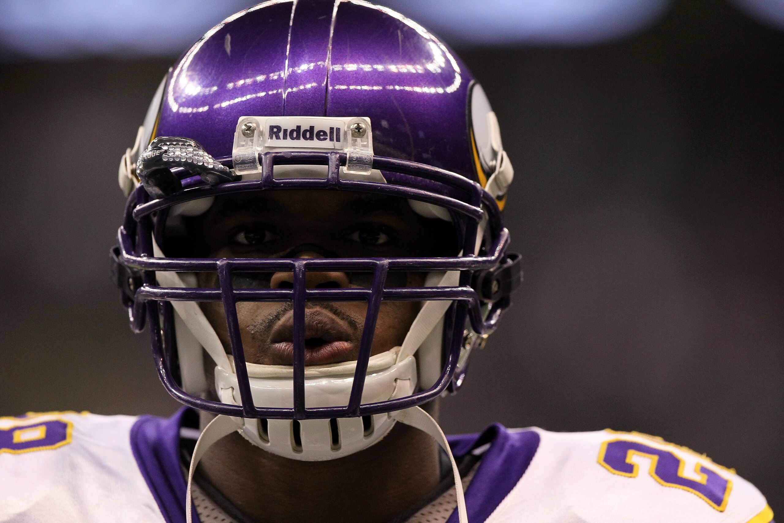 NEW ORLEANS - JANUARY 24: Adrian Peterson #28 of the Minnesota Vikings looks on during warms up against the New Orleans Saints during the NFC Championship Game at the Louisana Superdome on January 24, 2010 in New Orleans, Louisiana. (Photo by Jed Jacobs NEW ORLEANS - JANUARY 24: Adrian Peterson #28 of the Minnesota Vikings looks on during warms up against the New Orleans Saints during the NFC Championship Game at the Louisana Superdome on January 24, 2010 in New Orleans, Louisiana. (Photo by Jed Jacobs