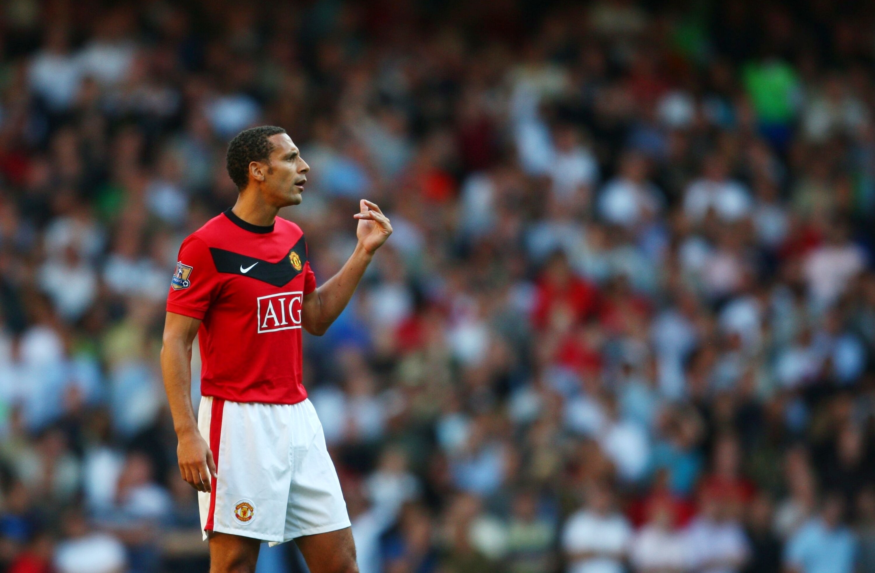 LONDON, ENGLAND - SEPTEMBER 12:   Rio Ferdinand of Manchester United looks on during the Barclays Premier League match between Tottenham Hotspur and Manchester United at White Hart Lane on September 12, 2009 in London, England. (Photo by Jamie McDonald/Ge
