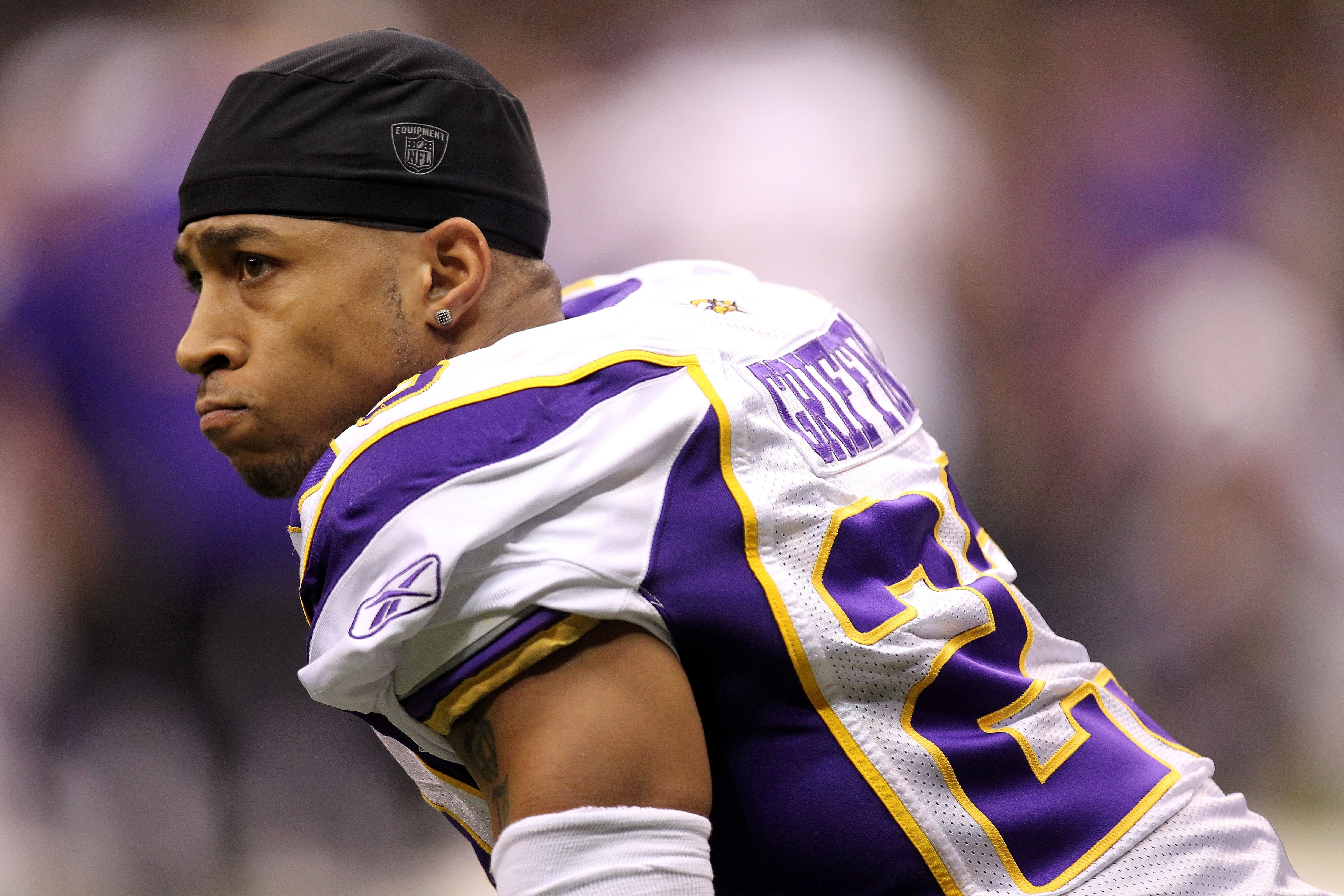 NEW ORLEANS - JANUARY 24:  Cedric Griffin #23 of the Minnesota Vikings looks on against the New Orleans Saints during the NFC Championship Game at the Louisiana Superdome on January 24, 2010 in New Orleans, Louisiana. The Saints won 31-28 in overtime.  (P