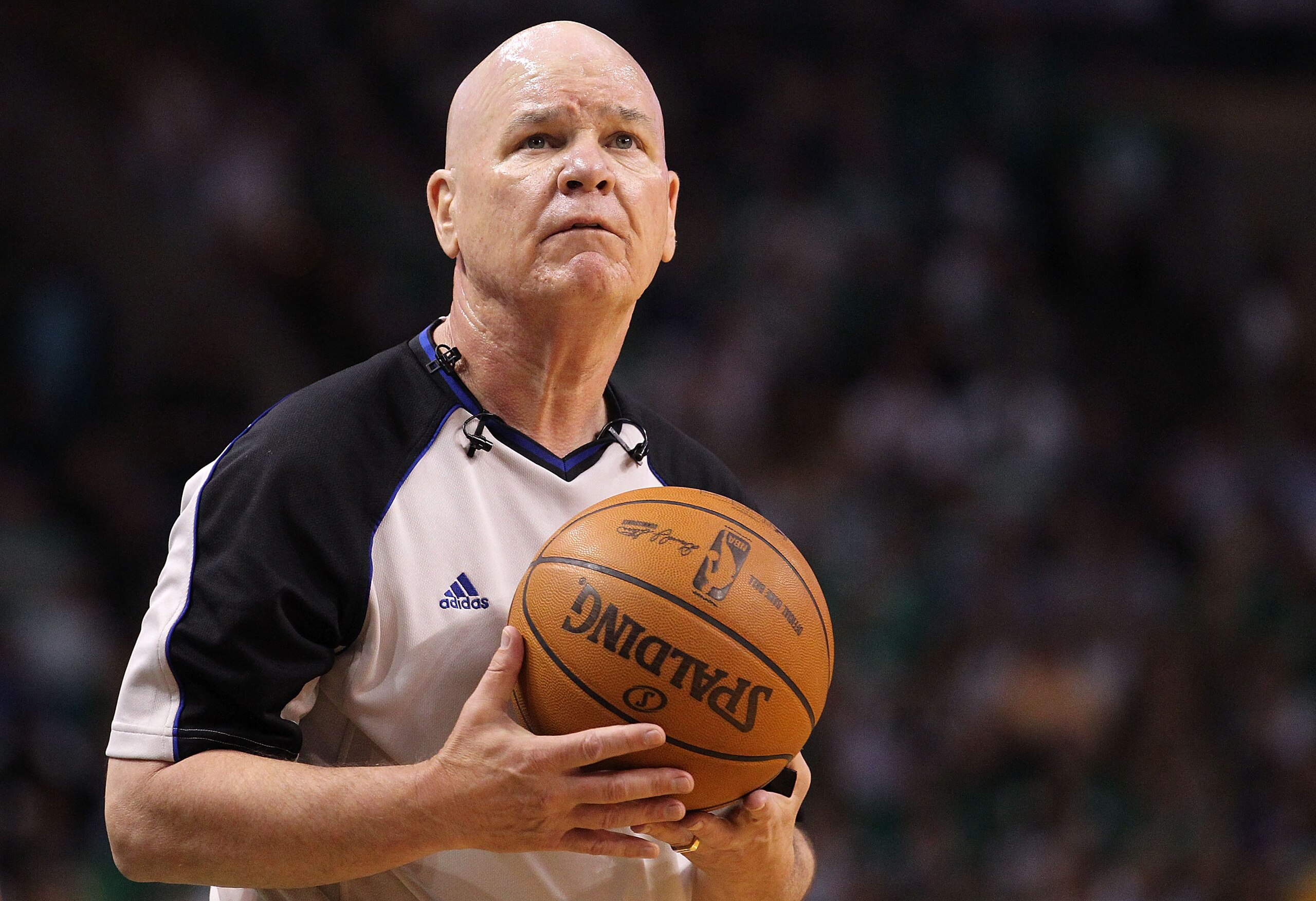 BOSTON - JUNE 13:  Referee Joey Crawford looks on during a stop in play between the Los Angeles Lakers and the Boston Celtics during Game Five of the 2010 NBA Finals on June 13, 2010 at TD Garden in Boston, Massachusetts. NOTE TO USER: User expressly ackn