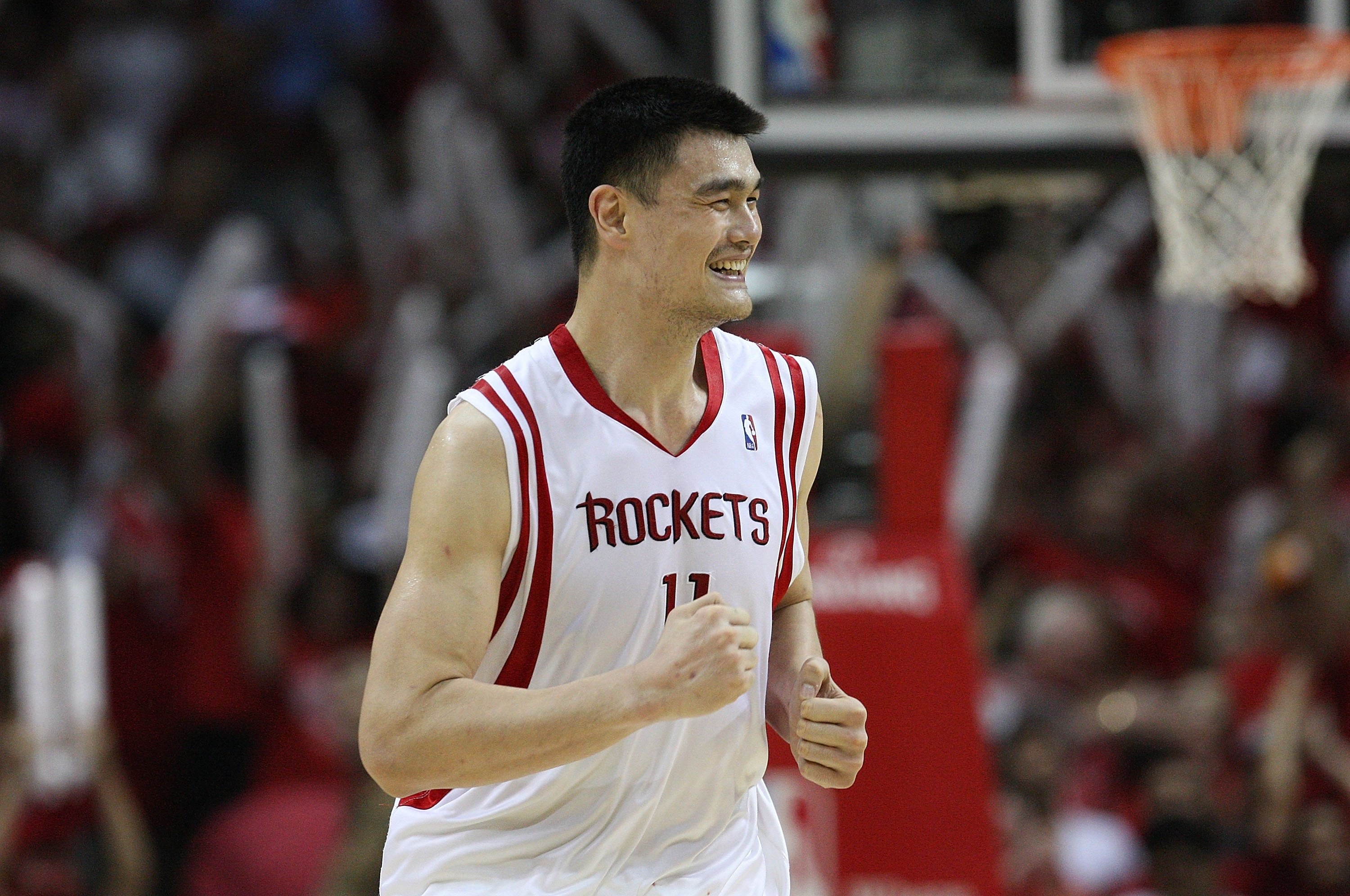 HOUSTON - APRIL 30:  Center Yao Ming #11 of the Houston Rockets in Game Six of the Western Conference Quarterfinals during the 2009 NBA Playoffs at Toyota Center on April 30, 2009 in Houston, Texas. NOTE TO USER: User expressly acknowledges and agrees tha