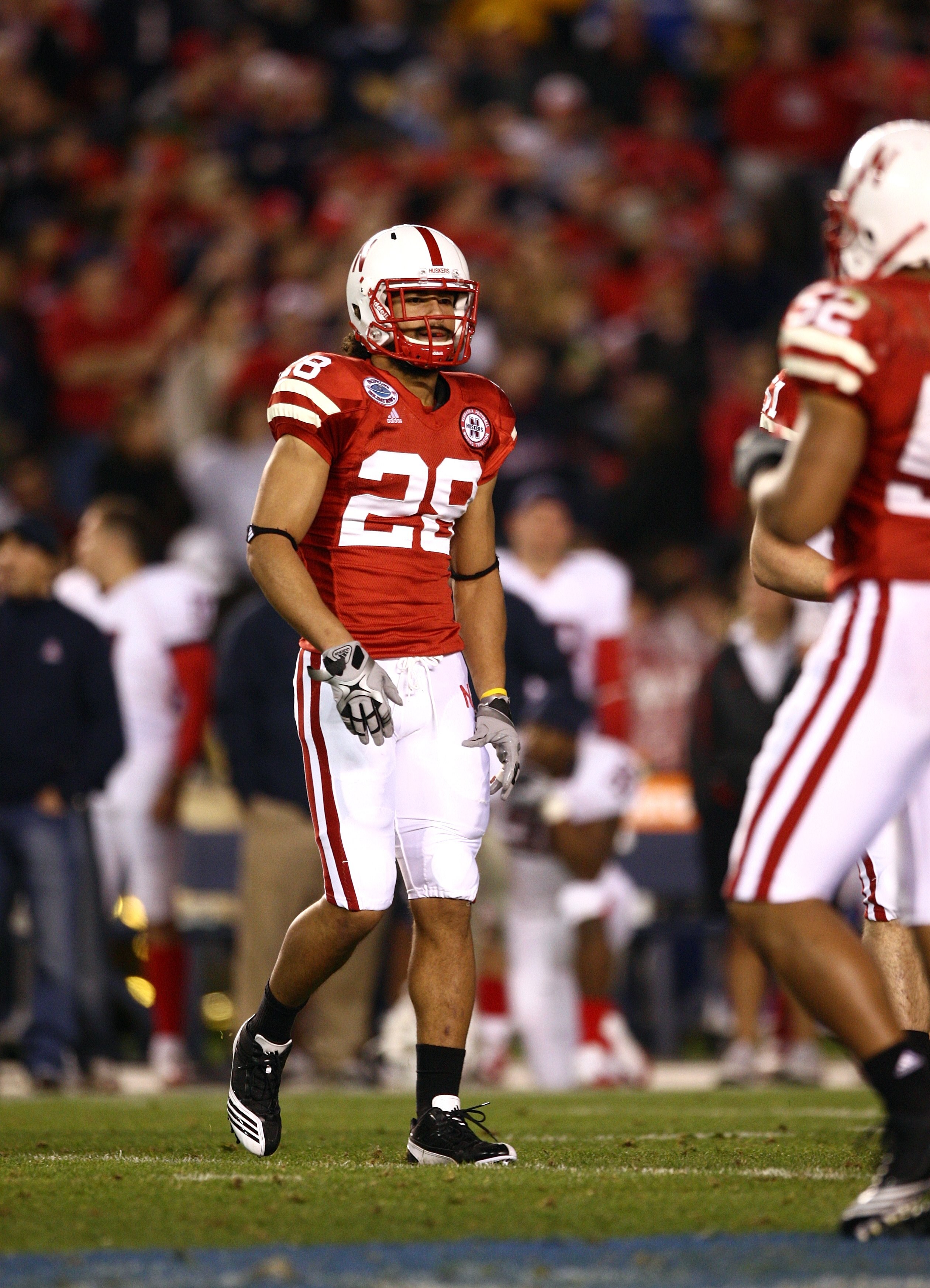 SAN DIEGO - DECEMBER 30:  Seth Jameson #28 of the University of Nebraska Cornhuskers looks on during the Pacific Life Holiday Bowl against University of Arizona Wildcats on December 30, 2009 at Qualcomm Stadium in San Diego, California. The Cornhuskers de