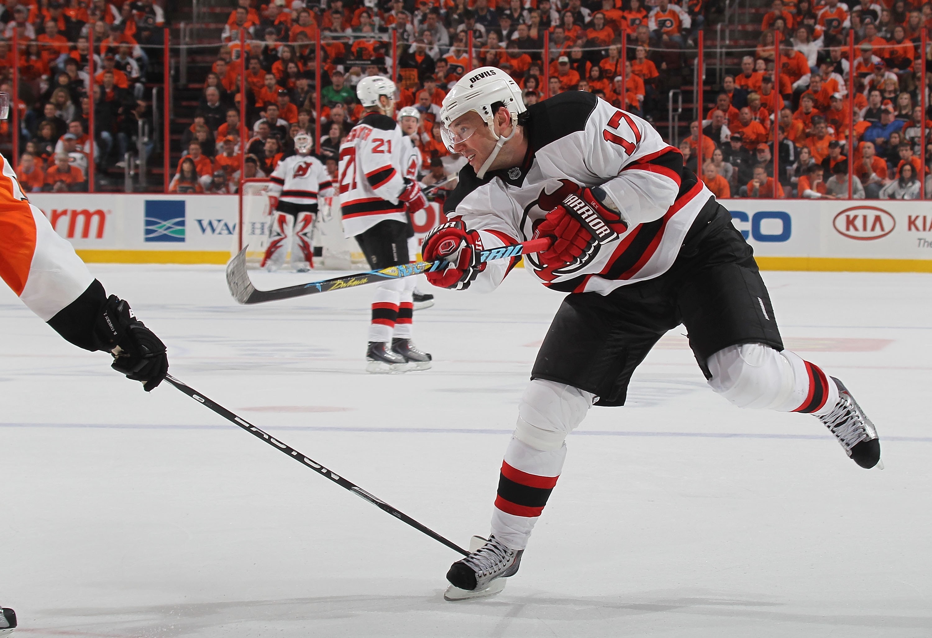 PHILADELPHIA - APRIL 18:  Ilya Kovalchuk #17 of the New Jersey Devils skates against the Philadelphia Flyers in Game Three of the Eastern Conference Quarterfinals during the 2010 NHL Stanley Cup Playoffs at the Wachovia Center on April 18, 2010 in Philade