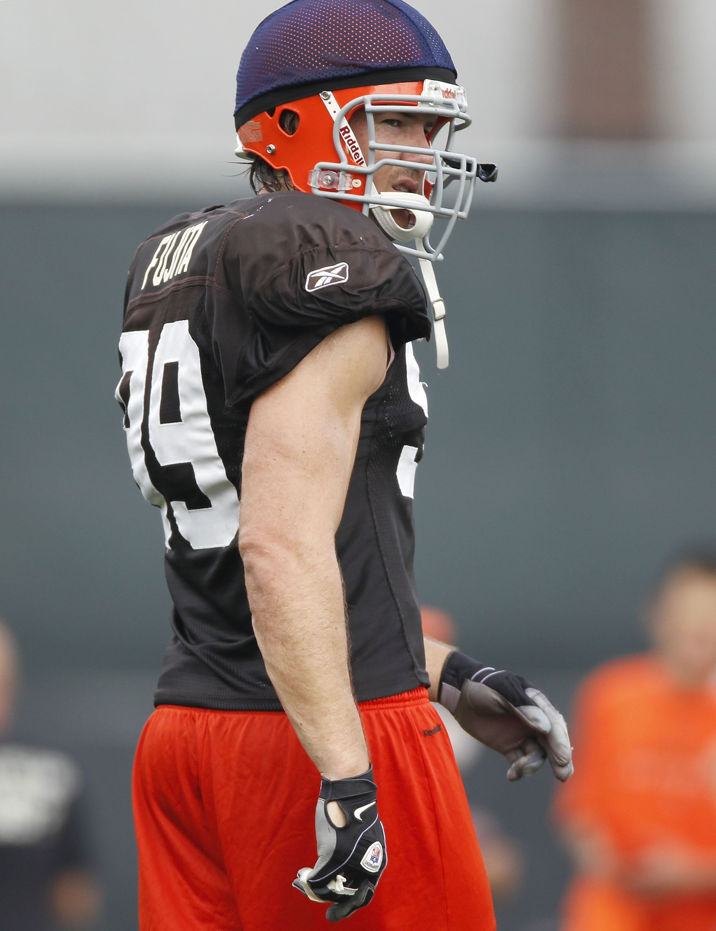BEREA, OH - AUGUST 04:  Scott Fujita #99 of the Cleveland Browns looks on during training camp at the Cleveland Browns Training and Administrative Complex on August 4, 2010 in Berea, Ohio.  (Photo by Gregory Shamus/Getty Images)