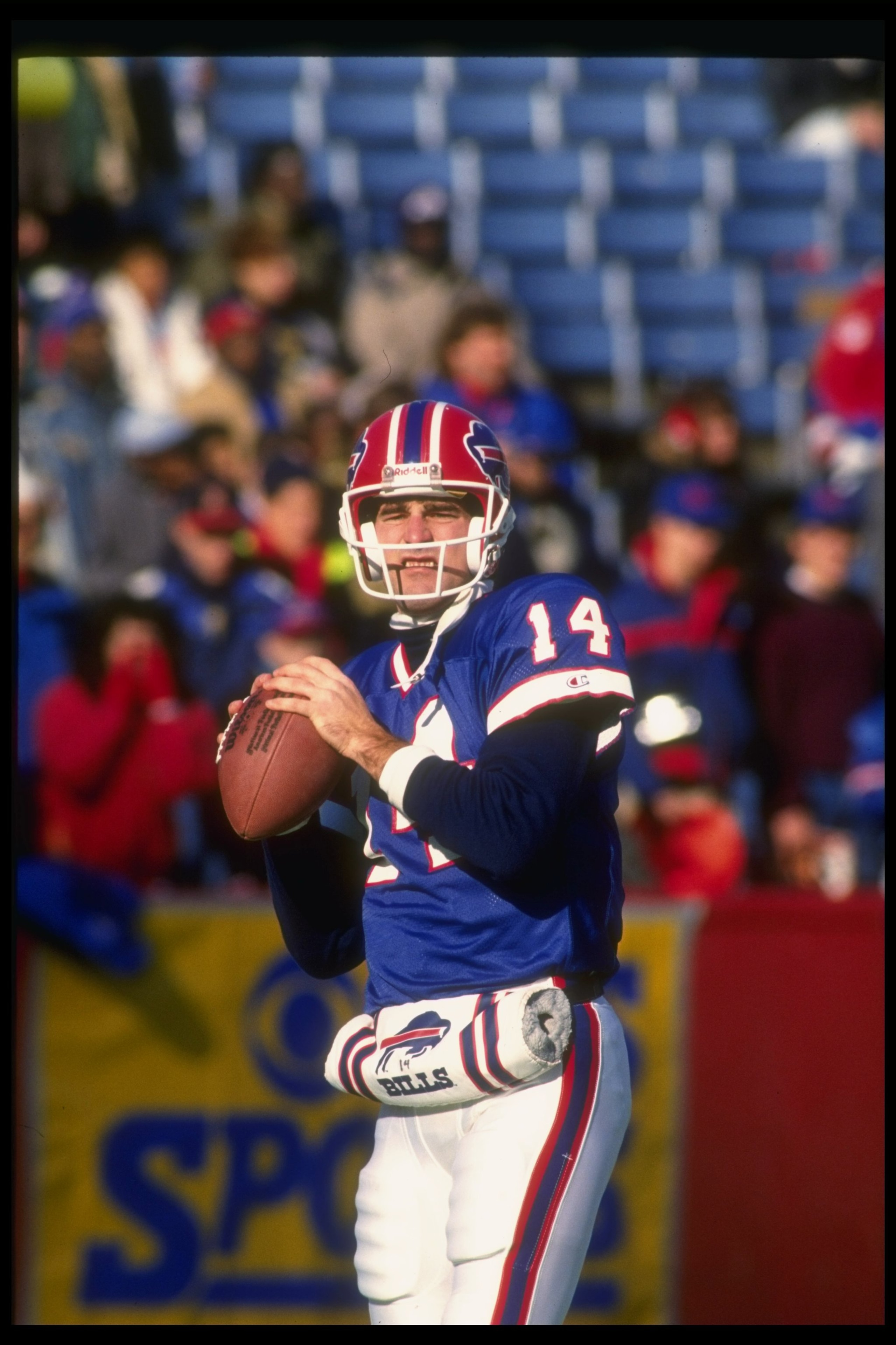 2 Dec 1990: Quarterback Frank Reich of the Buffalo Bills looks to pass the ball during a game against the Philadelphia Eagles at Rich Stadium in Orchard Park, New York. The Bills won the game, 30-23. 2 Dec 1990: Quarterback Frank Reich of the Buffalo Bills looks to pass the ball during a game against the Philadelphia Eagles at Rich Stadium in Orchard Park, New York. The Bills won the game, 30-23.