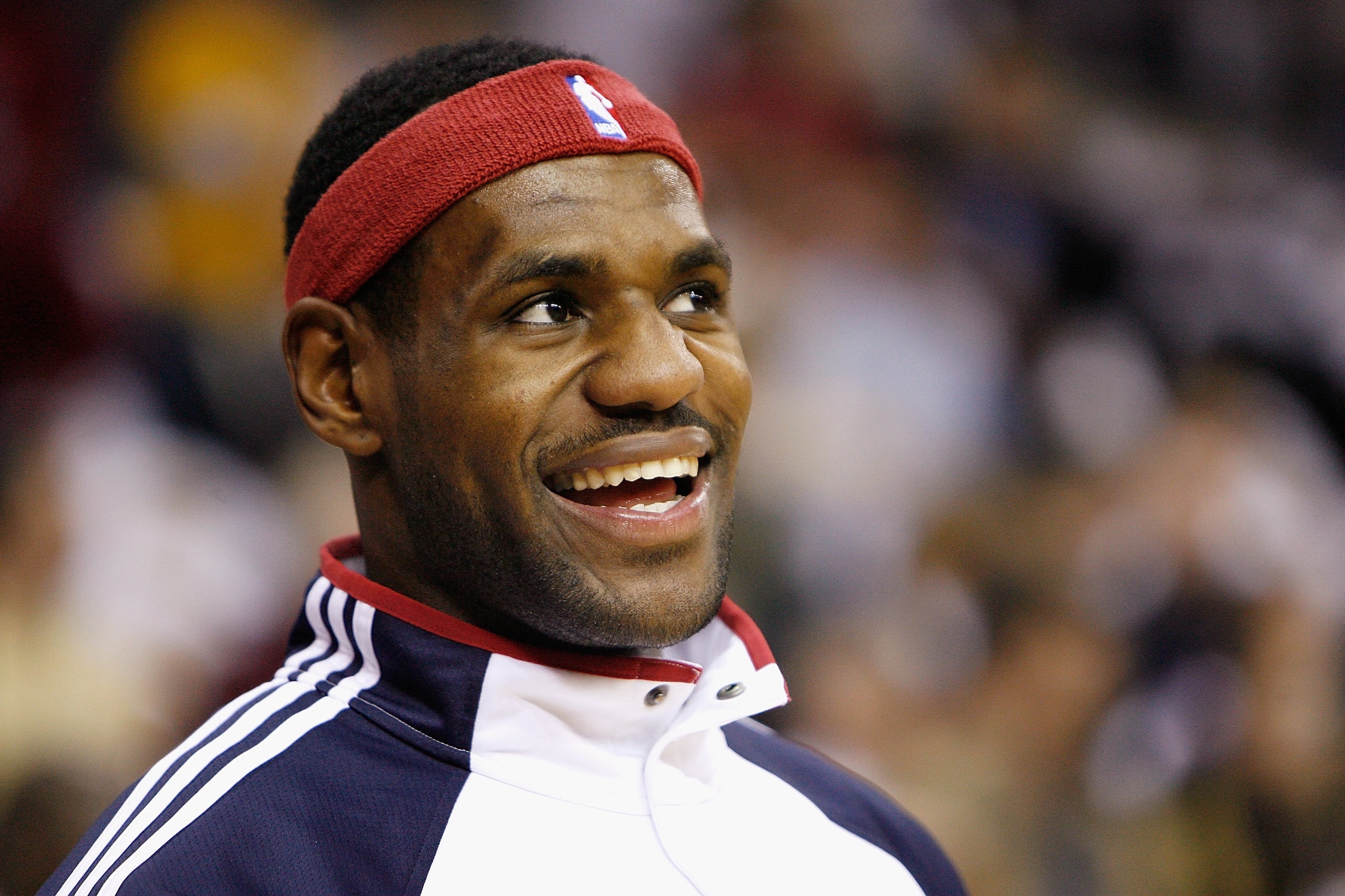 CLEVELAND - OCTOBER 27: LeBron James #23 of the Cleveland Cavaliers smiles during the game against the Boston Celtics on October 27, 2009 at Quicken Loans Arena in Cleveland, Ohio. The Celtics won 95-89. NOTE TO USER: User expressly acknowledges and ag CLEVELAND - OCTOBER 27: LeBron James #23 of the Cleveland Cavaliers smiles during the game against the Boston Celtics on October 27, 2009 at Quicken Loans Arena in Cleveland, Ohio. The Celtics won 95-89. NOTE TO USER: User expressly acknowledges and ag