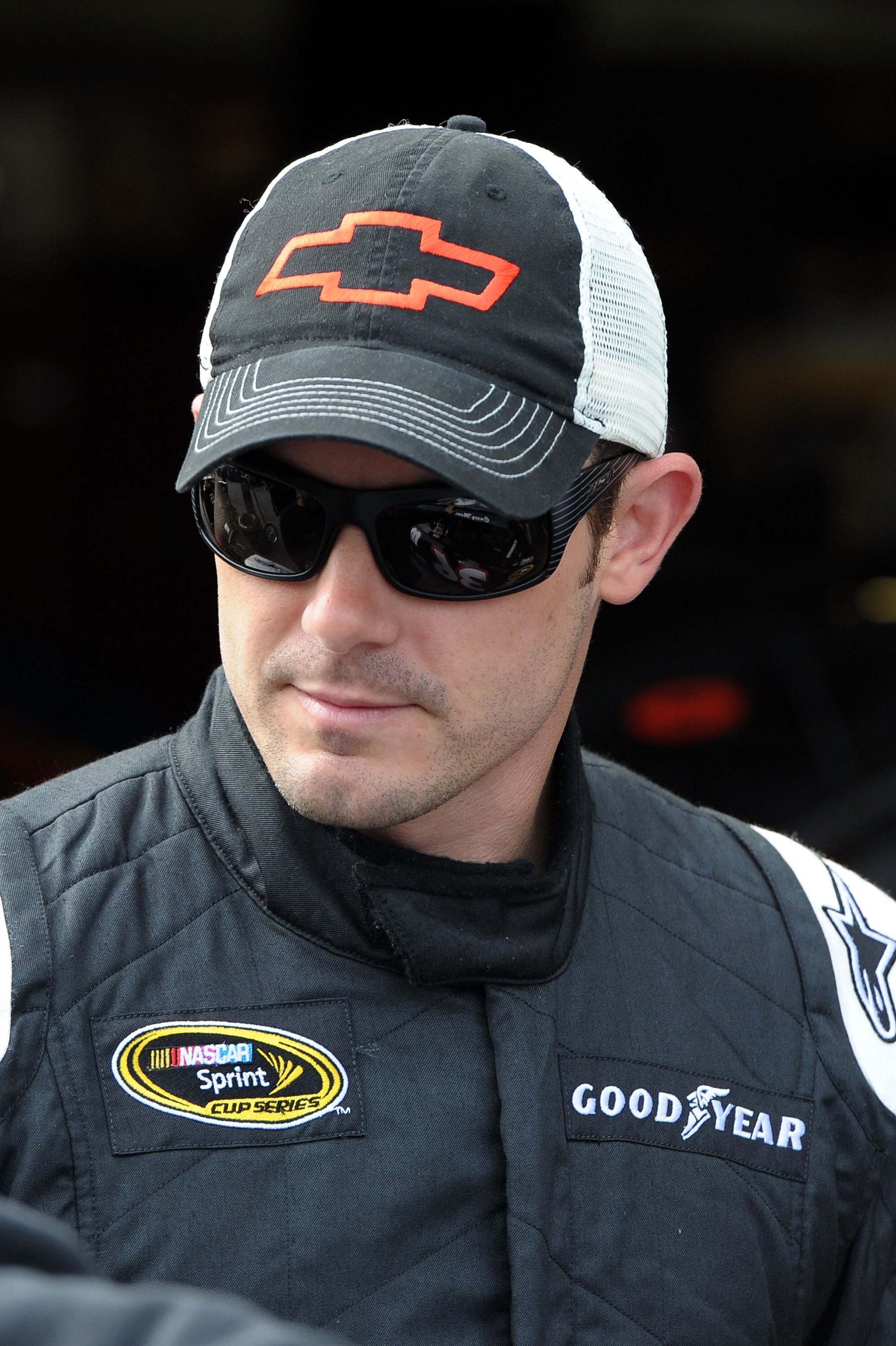 LOUDON, NH - JUNE 26: Casey Mears, driver of the #36 MOHAWK Northeast, Inc. Chevrolet, stands in the garage during practice for the NASCAR Sprint Cup Series LENOX Industrial Tools 301 at New Hampshire Motor Speedway on June 26, 2010 in Loudon, New Hampshi