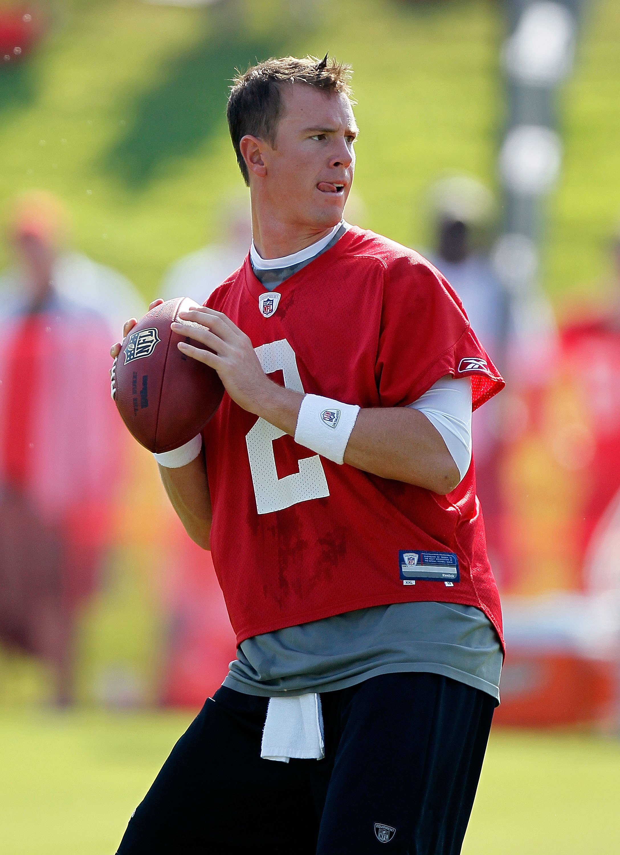 FLOWERY BRANCH, GA - JULY 30:  Quarterback Matt Ryan #2 of the Atlanta Falcons runs the offense during opening day of training camp on July 30, 2010 at the Falcons Training Complex in Flowery Branch, Georgia.  (Photo by Kevin C. Cox/Getty Images)