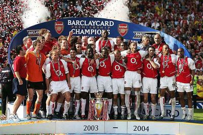 Arsenal celebrate their last title at Highbury on May 15, 2004.