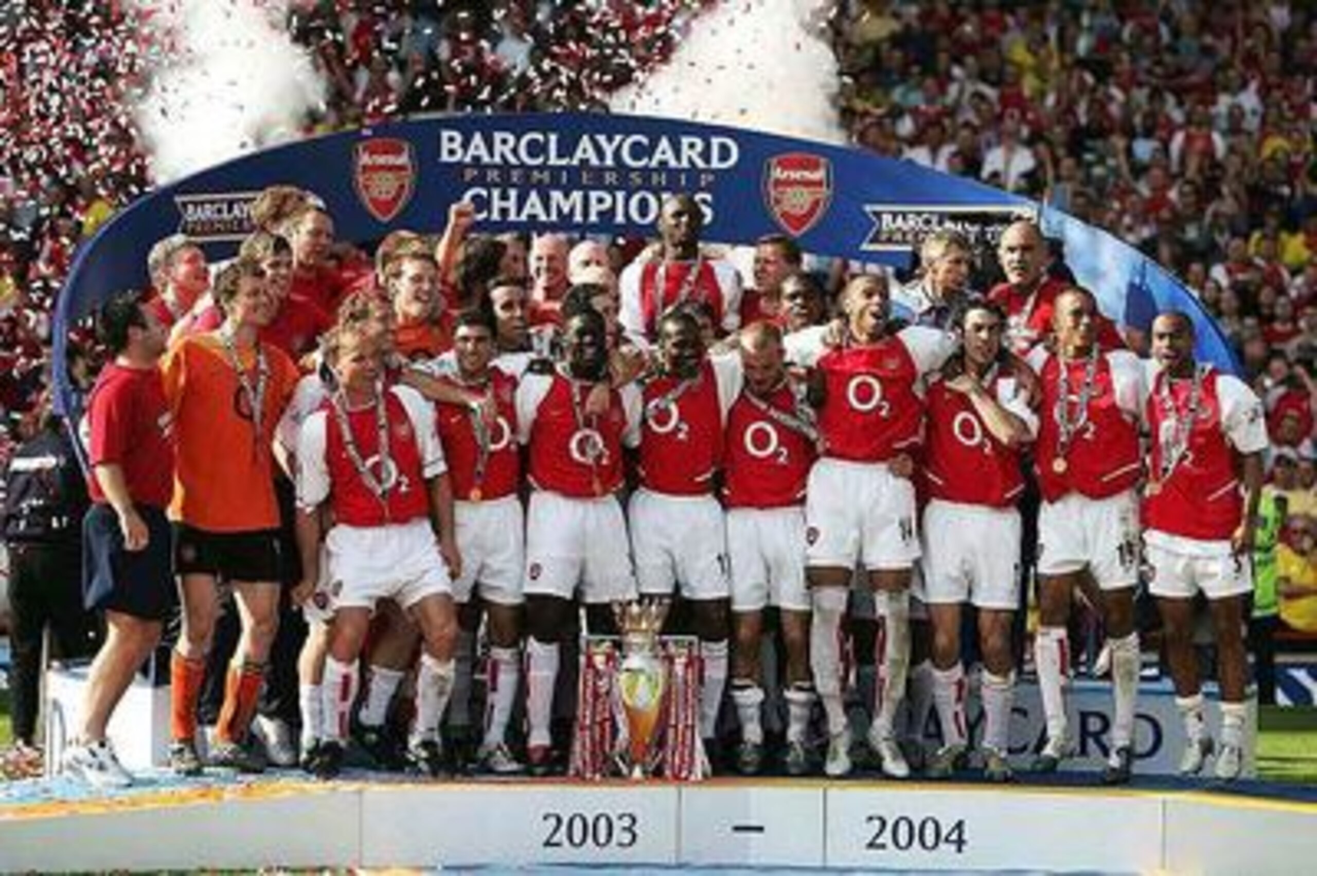 Arsenal celebrate their last title at Highbury on May 15, 2004.