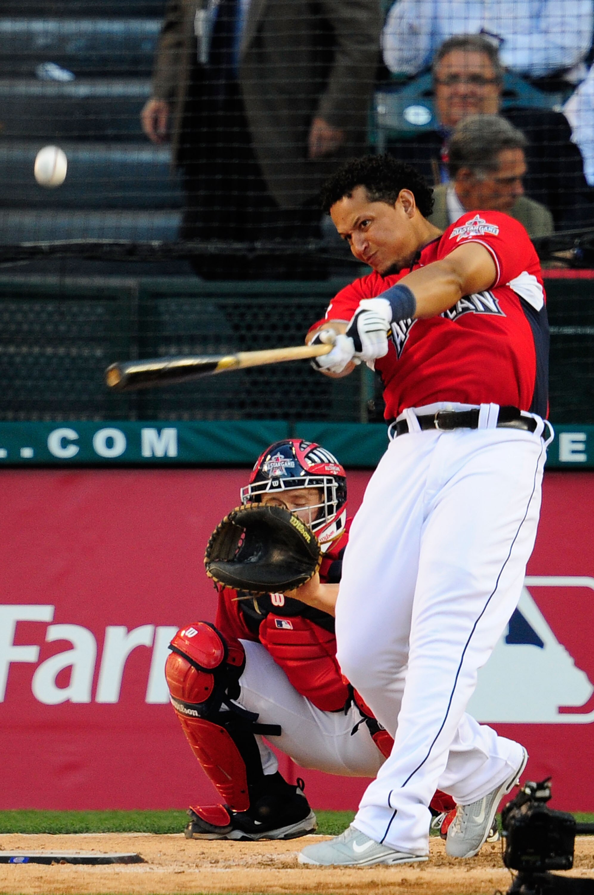 ANAHEIM, CA - JULY 12:  American League All-Star Miguel Cabrera #24 of the Detroit Tigers swings the bat during the second round of the 2010 State Farm Home Run Derby during All-Star Weekend at Angel Stadium of Anaheim on July 12, 2010 in Anaheim, Califor