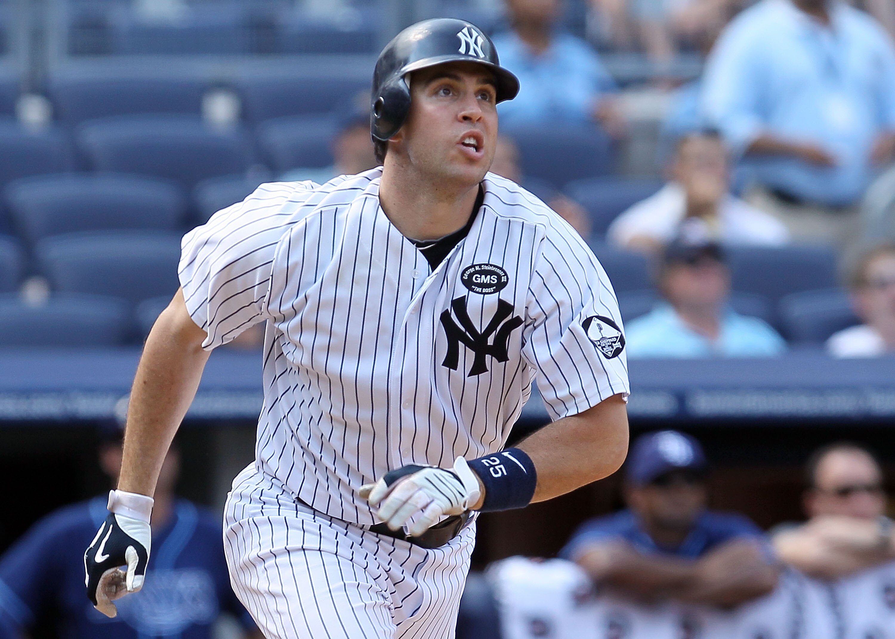 NEW YORK - JULY 18:  Mark Teixeira #25 of the New York Yankees in action against the Tampa Bay Rays on July 18, 2010 at Yankee Stadium in the Bronx borough of New York City. The Yankees defeated the Rays 9-5.  (Photo by Jim McIsaac/Getty Images)