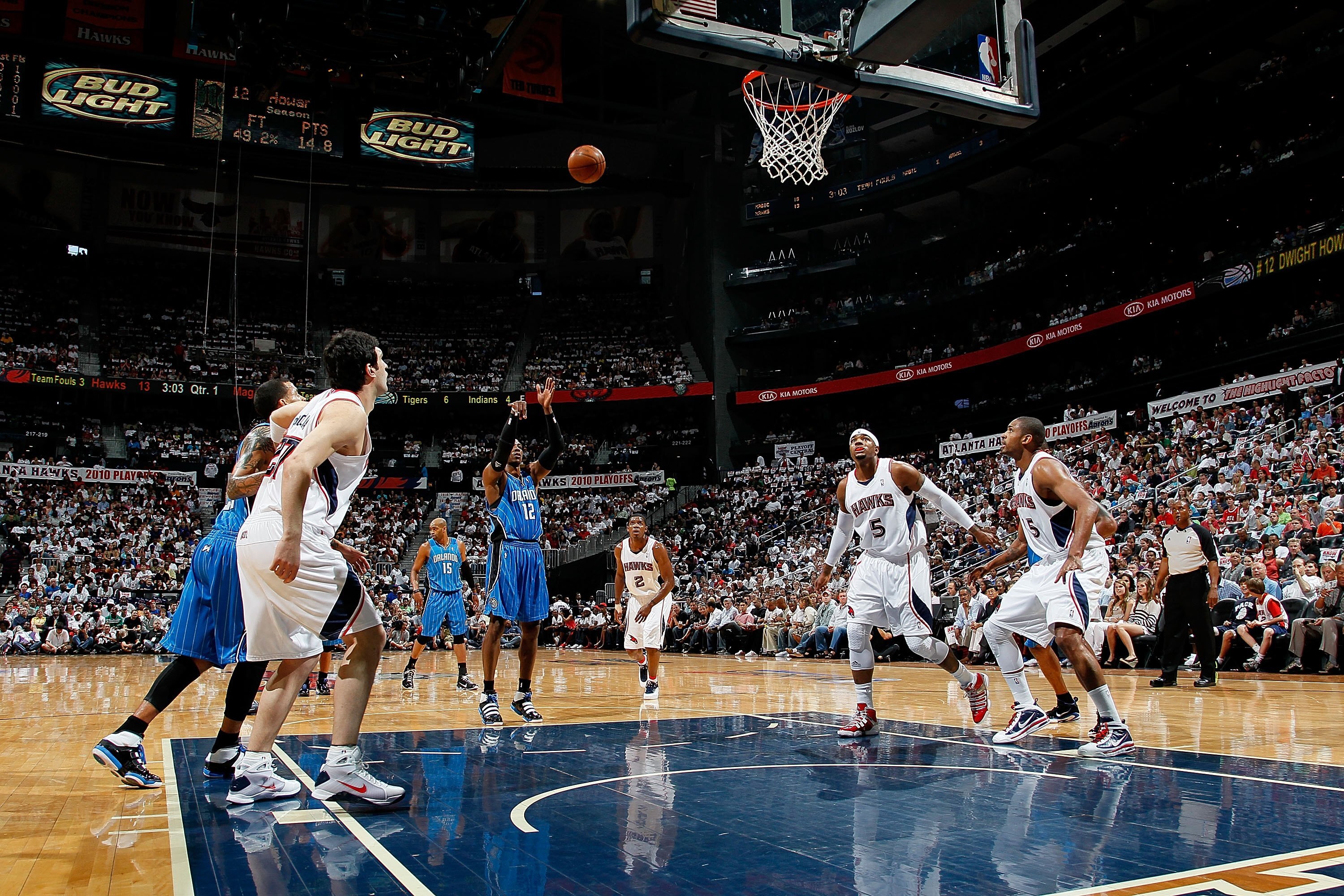 ATLANTA - MAY 08:  Dwight Howard #12 of the Orlando Magic shoots a free throw against the Atlanta Hawks during Game Three of the Eastern Conference Semifinals during the 2010 NBA Playoffs at Philips Arena on May 8, 2010 in Atlanta, Georgia.  NOTE TO USER: