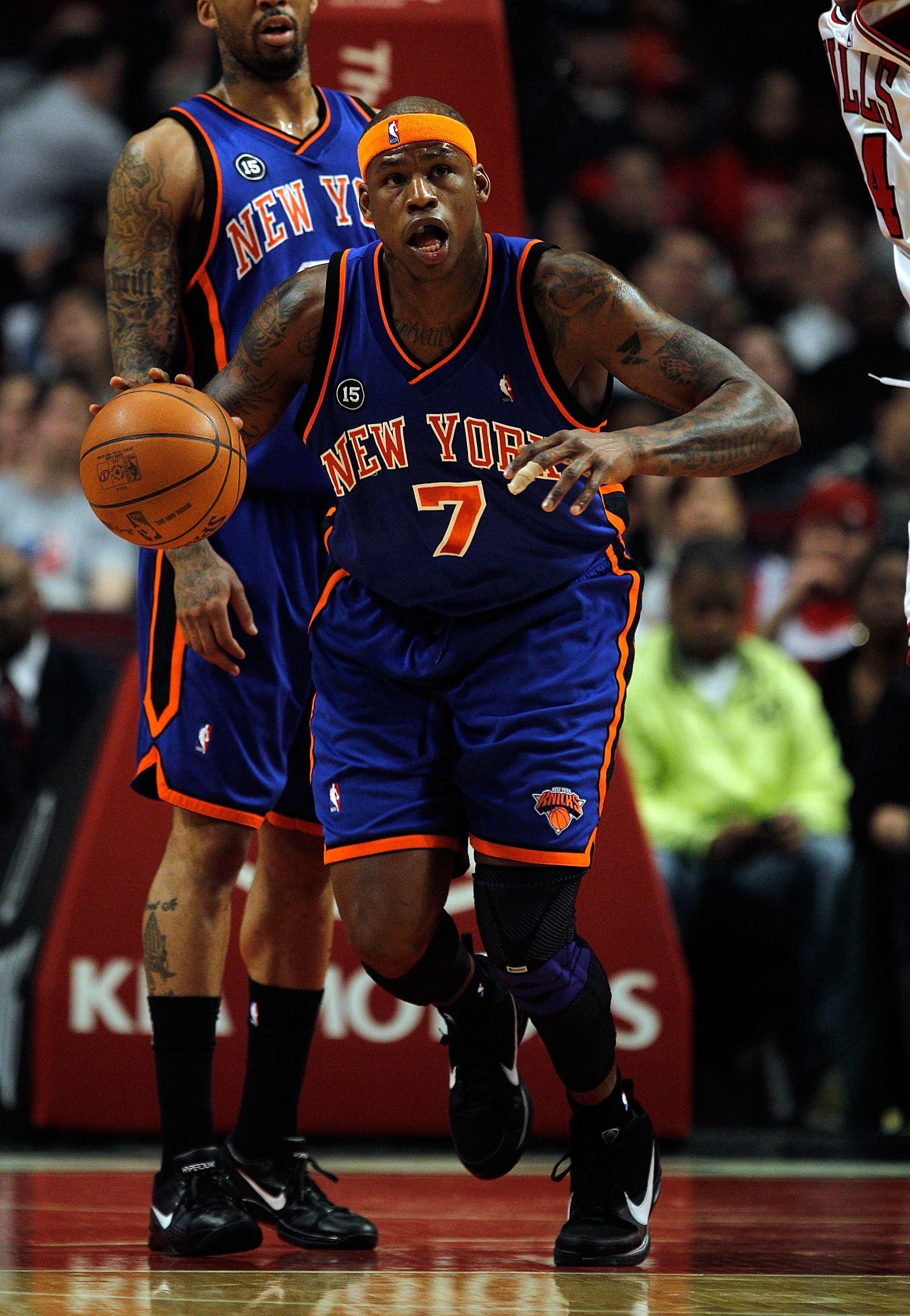 CHICAGO - FEBRUARY 16: Al Harrington #7 of the New York Knicks brings the ball up court against the Chicago Bulls at the United Center on February 16, 2010 in Chicago, Illinois. The Bulls defeated the Knicks 118-85. NOTE TO USER: User expressly acknowledg