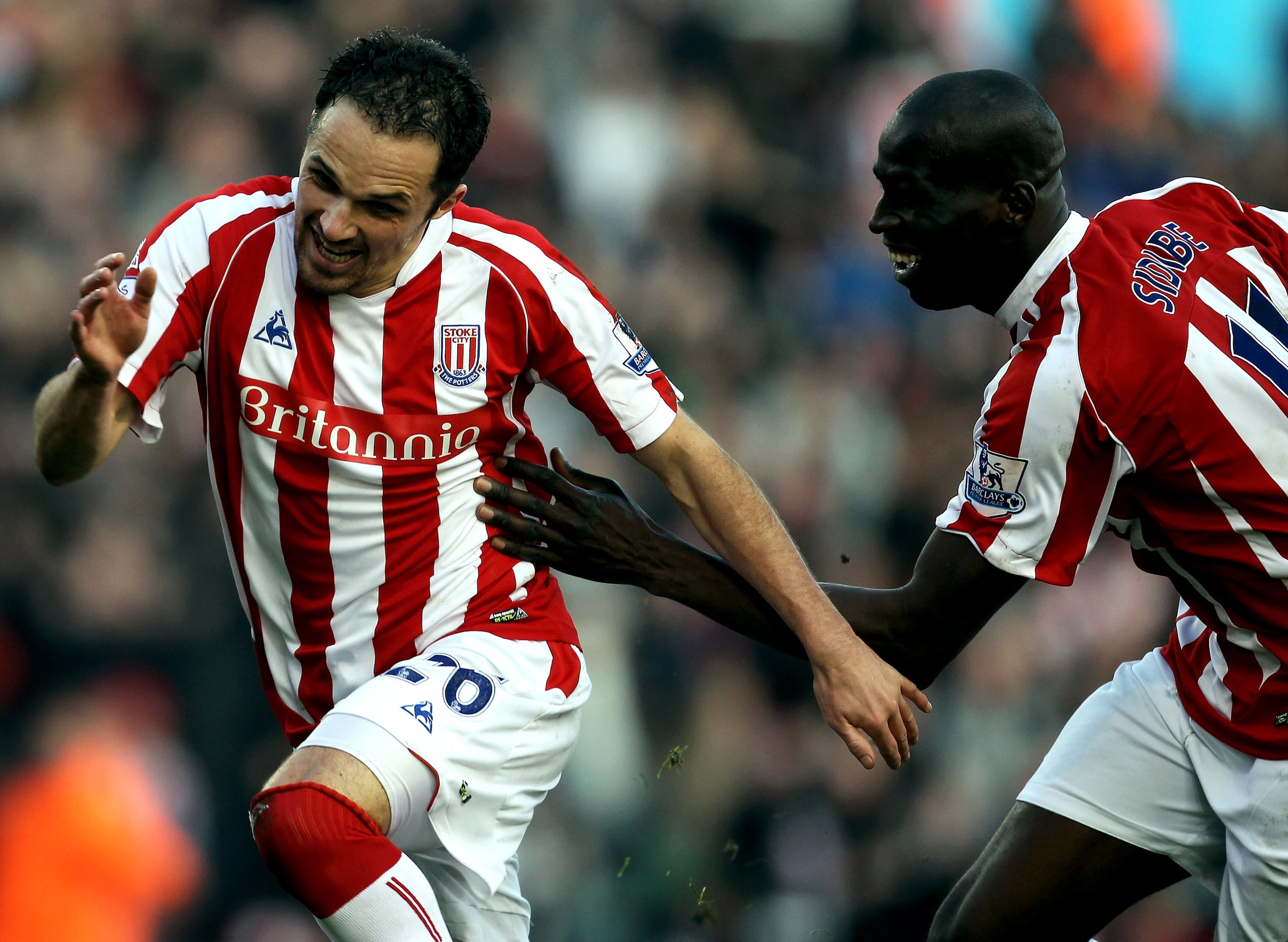 STOKE ON TRENT, ENGLAND - FEBRUARY 06:  Mathew Etherington of Stoke City celebrates after scoring their third goal during the Barclays Premier League match between Stoke City and Blackburn Rovers at Britannia Stadium on February 6, 2010 in Stoke on Trent,