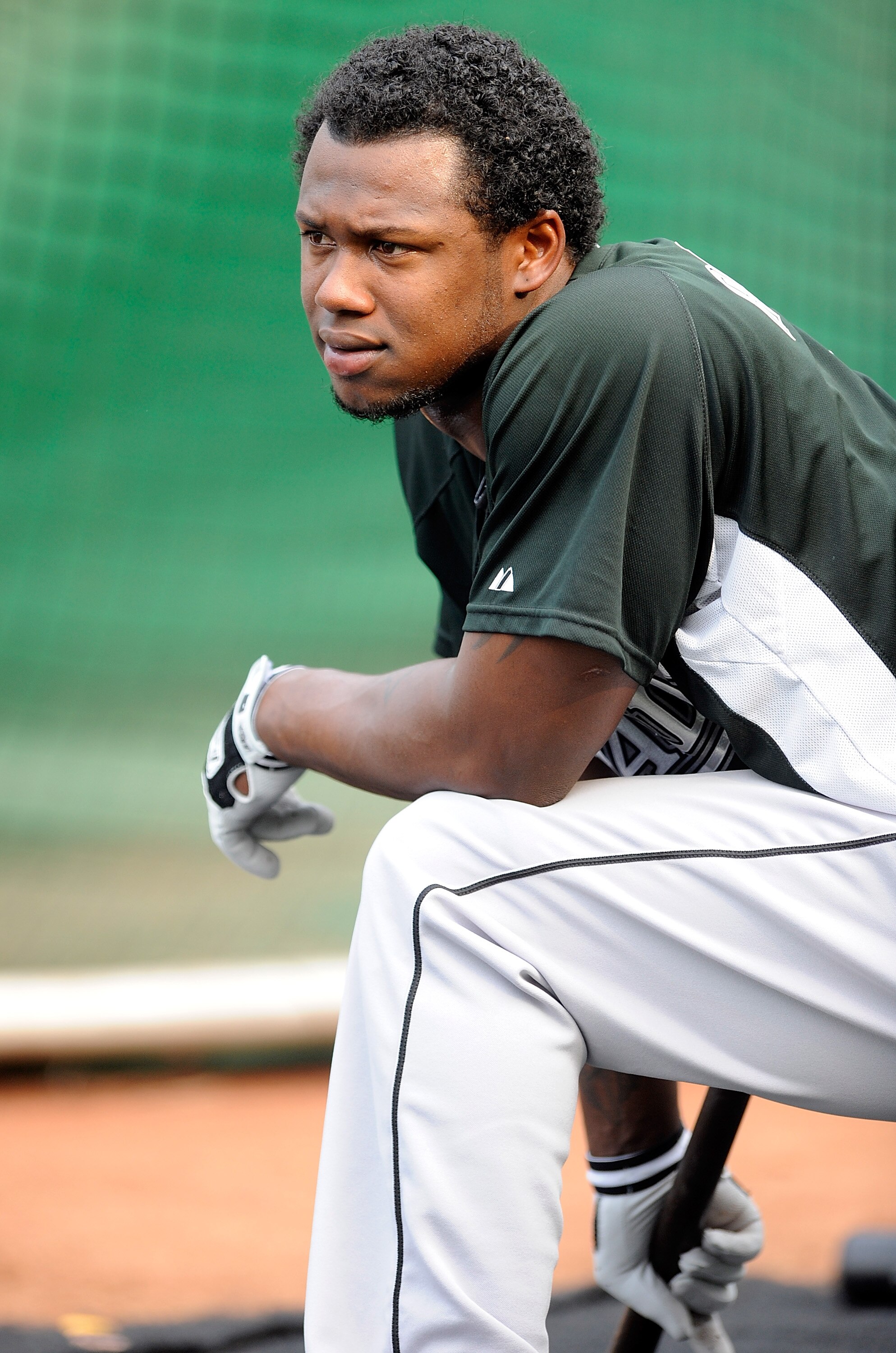 WASHINGTON - AUGUST 10:  Hanley Ramirez #2 of the Florida Marlins watches batting practice before the game against the Washington Nationals at Nationals Park on August 10, 2010 in Washington, DC.  (Photo by Greg Fiume/Getty Images)