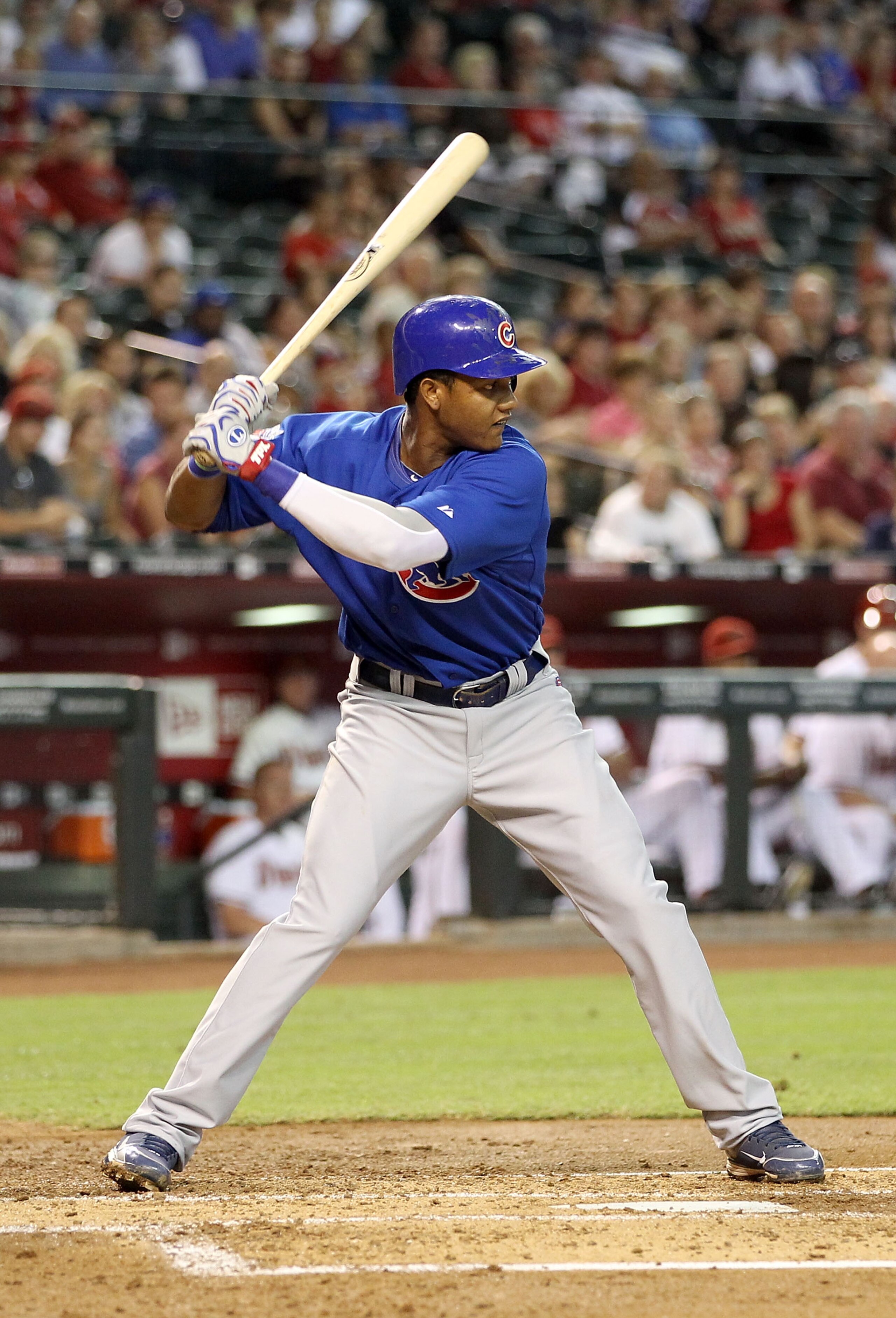 PHOENIX - JULY 05:  Starlin Castro #13 of the Chicago Cubs bats against the Arizona Diamondbacks during the Major League Baseball game at Chase Field on July 5, 2010 in Phoenix, Arizona.  (Photo by Christian Petersen/Getty Images)