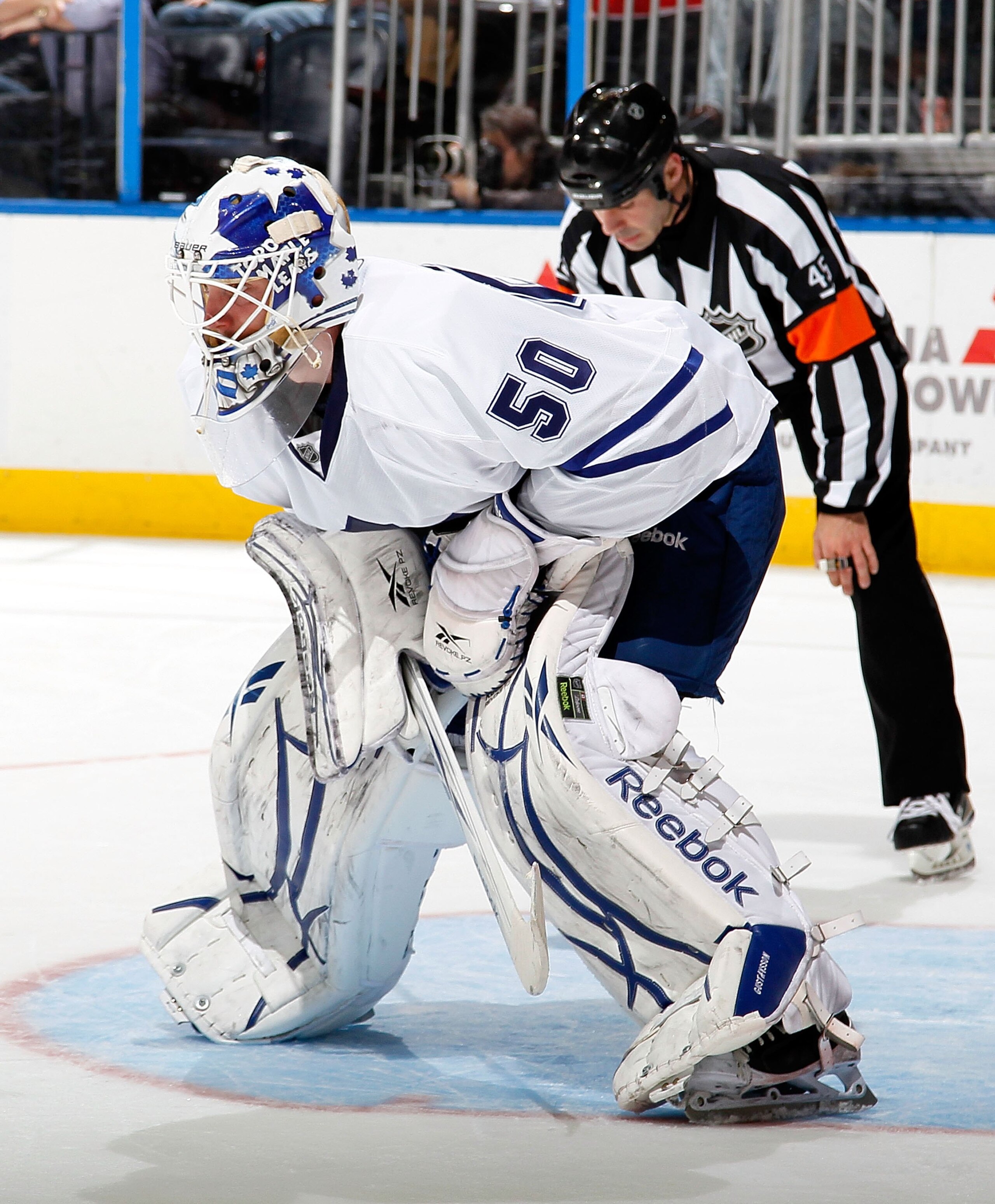 ATLANTA - MARCH 25: Goaltender Jonas Gustavsson #50 of the Toronto Maple Leafs against the Atlanta Thrashers at Philips Arena on March 25, 2010 in Atlanta, Georgia. (Photo by Kevin C. Cox/Getty Images) ATLANTA - MARCH 25: Goaltender Jonas Gustavsson #50 of the Toronto Maple Leafs against the Atlanta Thrashers at Philips Arena on March 25, 2010 in Atlanta, Georgia. (Photo by Kevin C. Cox/Getty Images)