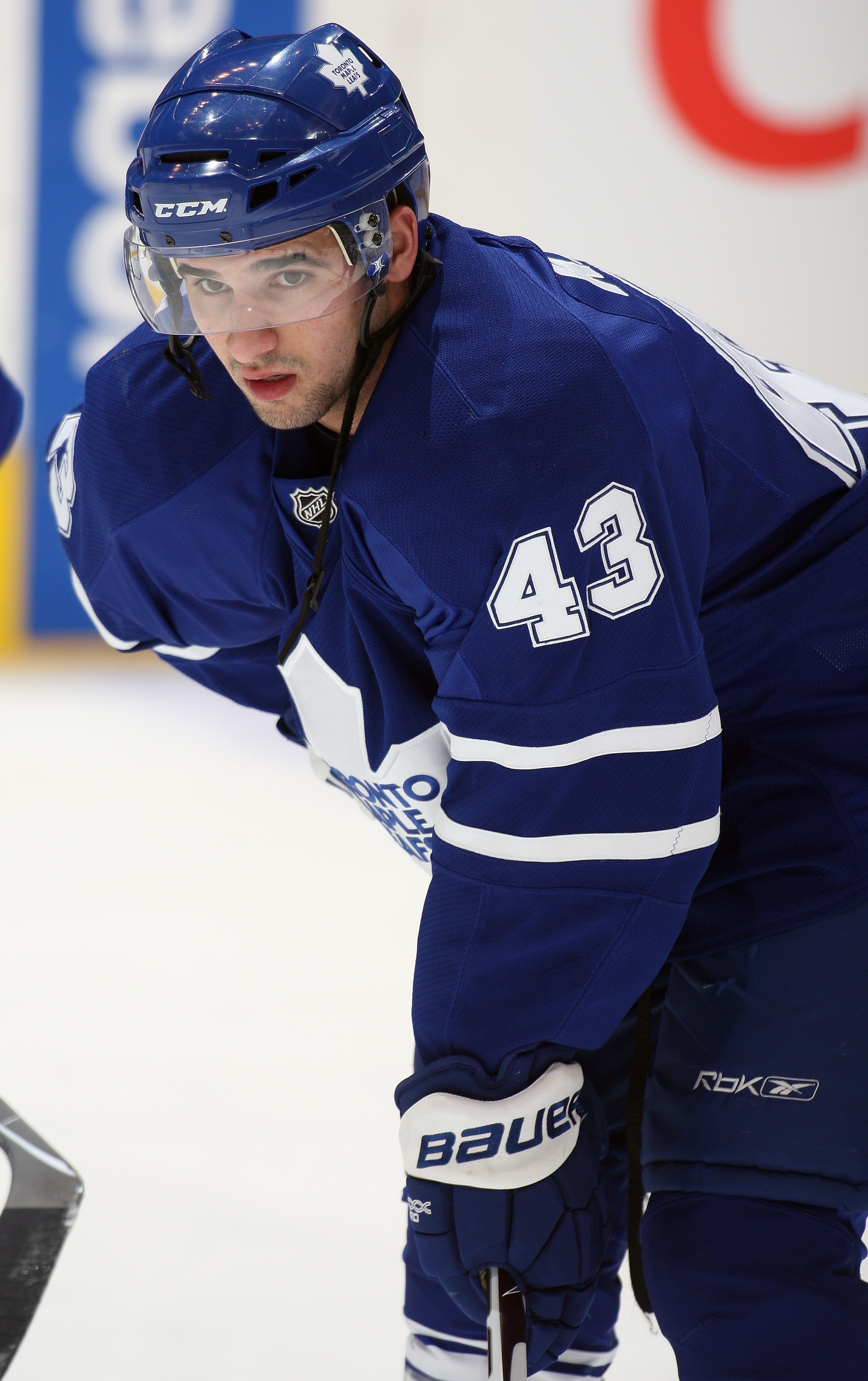 TORONTO, ON - FEBRUARY 8: Nazem Kadri #43 of the Toronto Maple Leafs skates in the pre-game warm-up prior to a game against the San Jose Sharks on February 8, 2010 at the Air Canada Centre in Toronto, Ontario. (Photo by Claus Andersen/Getty Images) TORONTO, ON - FEBRUARY 8: Nazem Kadri #43 of the Toronto Maple Leafs skates in the pre-game warm-up prior to a game against the San Jose Sharks on February 8, 2010 at the Air Canada Centre in Toronto, Ontario. (Photo by Claus Andersen/Getty Images)