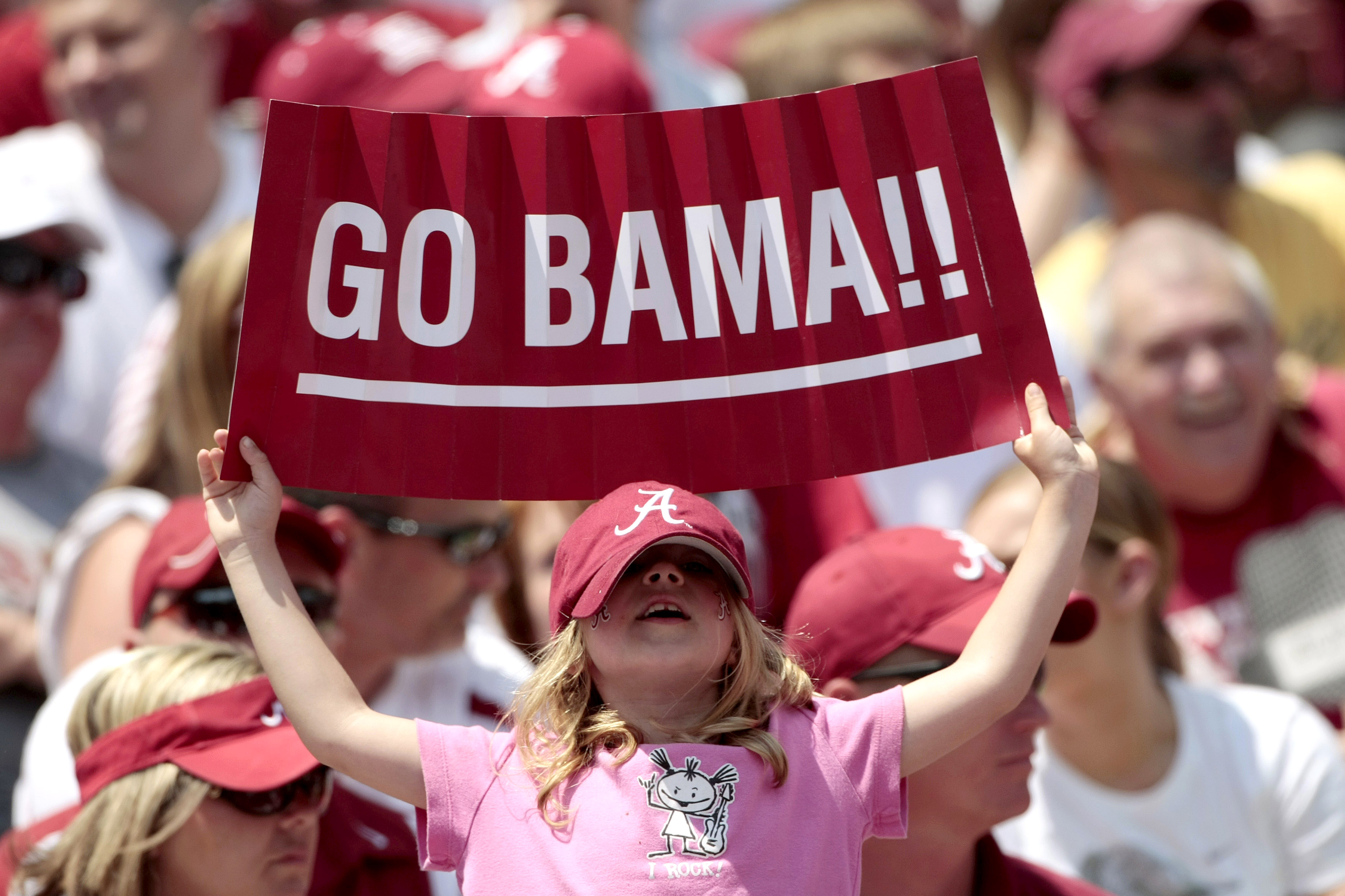 TUSCALOOSA, AL - APRIL 17: One of the 96,000 Alabama Crimson Tide fans that attended the Alabama spring football game at Bryant Denny Stadium on April 17, 2010 in Tuscaloosa, Alabama. (Photo by Dave Martin/Getty Images)