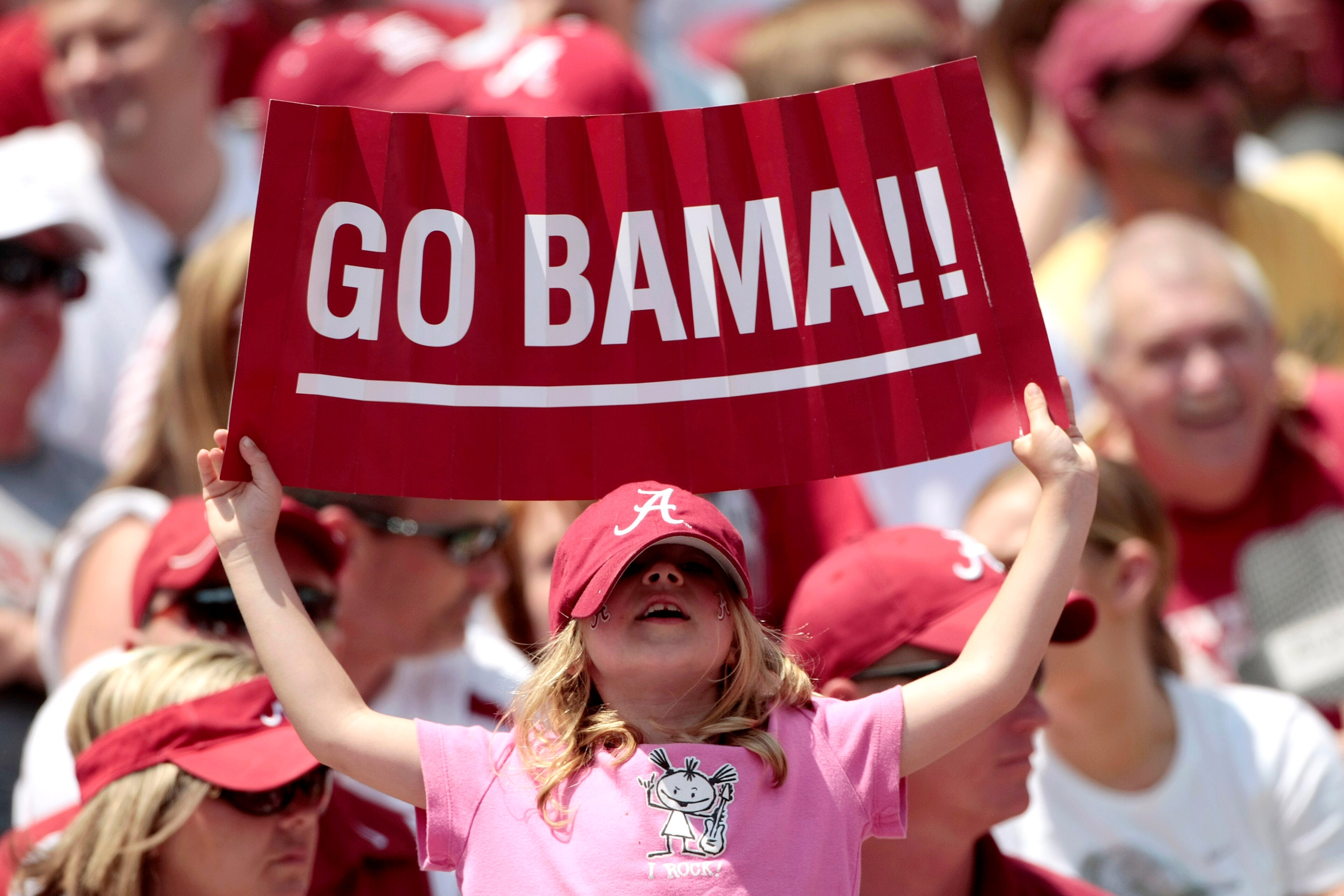 TUSCALOOSA, AL - APRIL 17: One of the 96,000 Alabama Crimson Tide fans that attended the Alabama spring football game at Bryant Denny Stadium on April 17, 2010 in Tuscaloosa, Alabama. (Photo by Dave Martin/Getty Images)