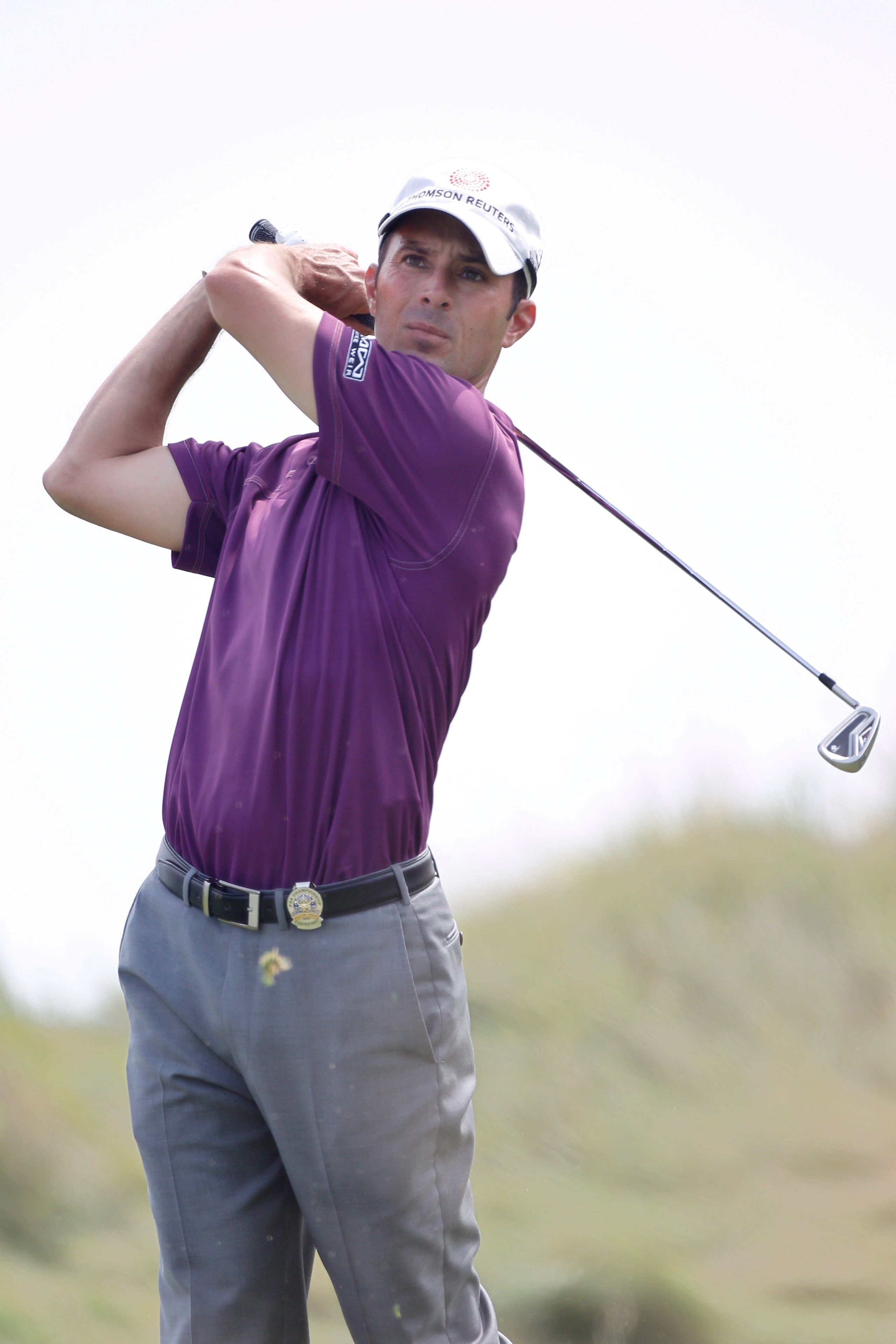 KOHLER, WI - AUGUST 10:  Mike Weir of Canada watches a shot during a practice round prior to the start of the 92nd PGA Championship on the Straits Course at Whistling Straits on August 10, 2010 in Kohler, Wisconsin.  (Photo by Chris Graythen/Getty Images)