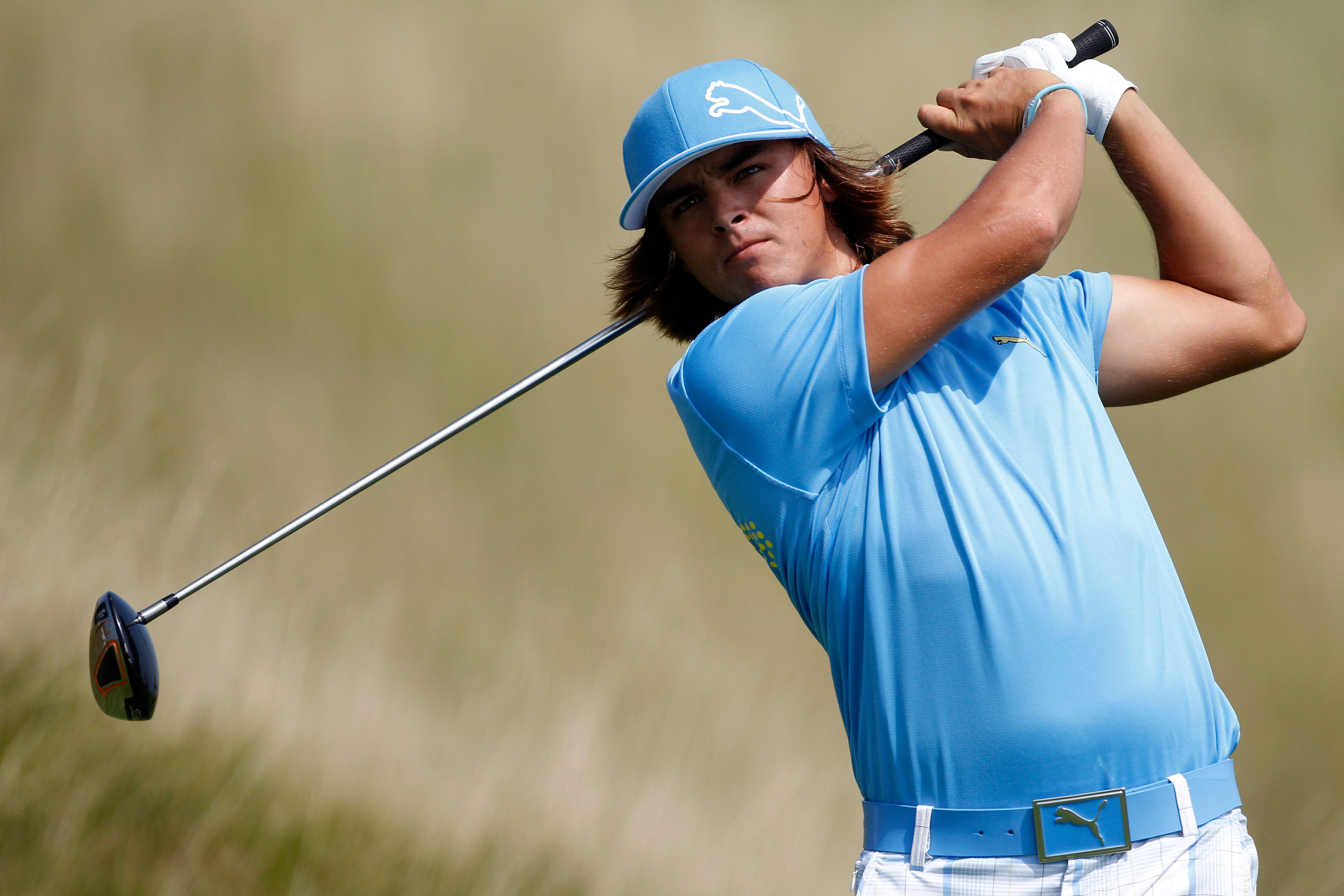 KOHLER, WI - AUGUST 12:  Rickie Fowler watches his tee shot on the 14th hole during the first round of the 92nd PGA Championship on the Straits Course at Whistling Straits on August 12, 2010 in Kohler, Wisconsin.  (Photo by Chris Graythen/Getty Images)