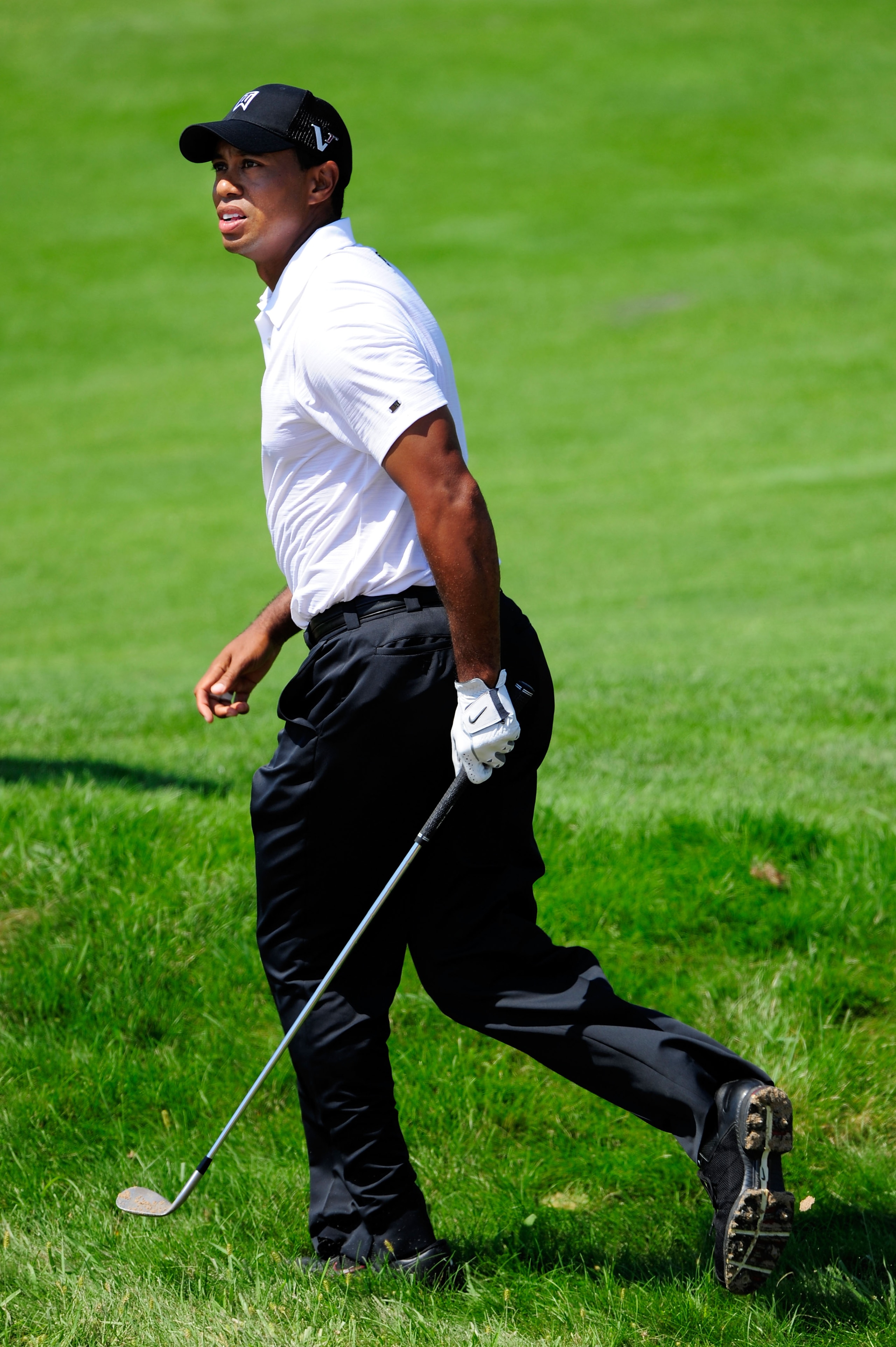 KOHLER, WI - AUGUST 12:  Tiger Woods watches a shot on the 14th hole during the first round of the 92nd PGA Championship on the Straits Course at Whistling Straits on August 12, 2010 in Kohler, Wisconsin.  (Photo by Stuart Franklin/Getty Images)