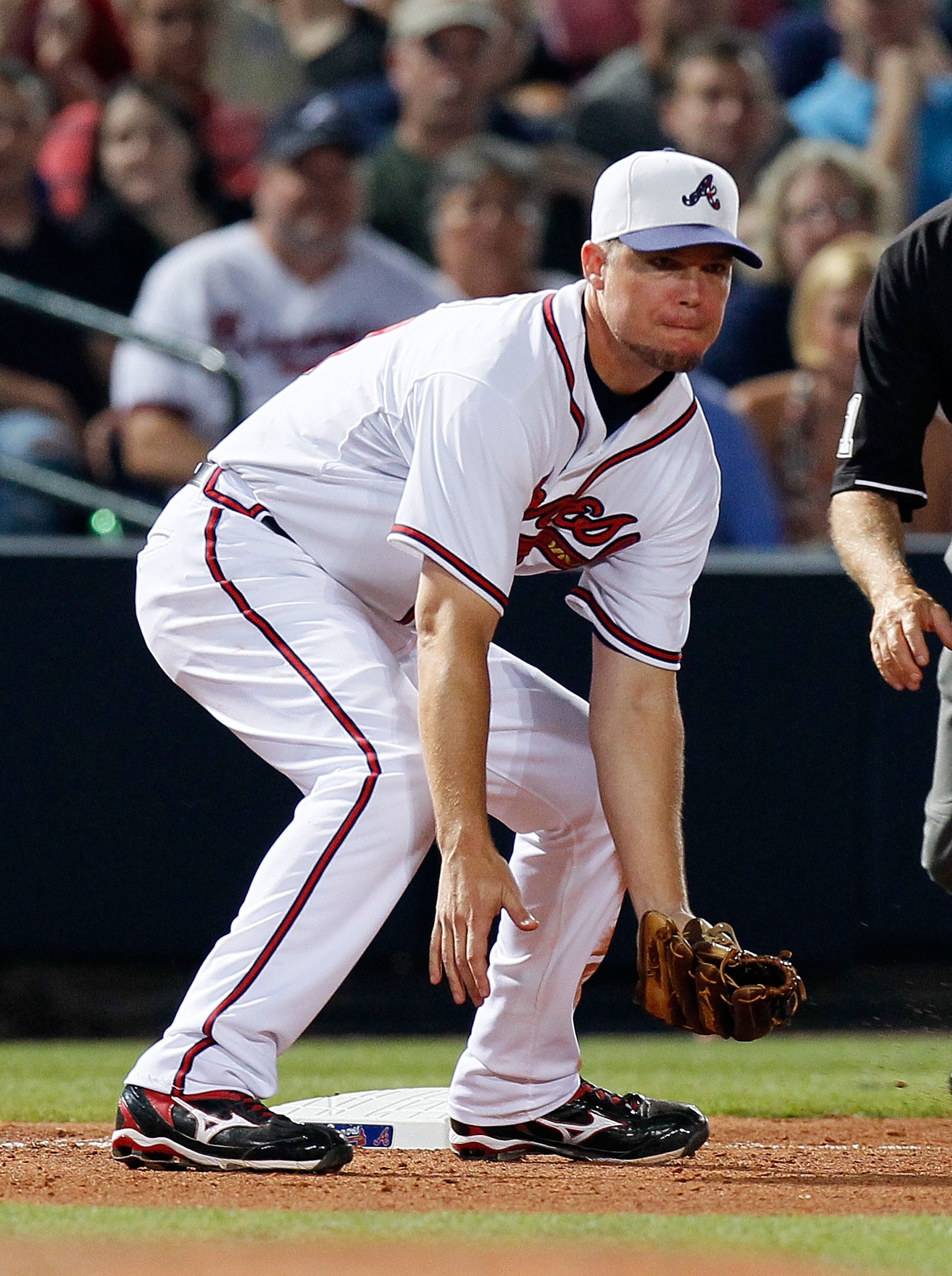 ATLANTA - JULY 02:  Chipper Jones #10 of the Atlanta Braves against the Florida Marlins at Turner Field on July 2, 2010 in Atlanta, Georgia.  (Photo by Kevin C. Cox/Getty Images)