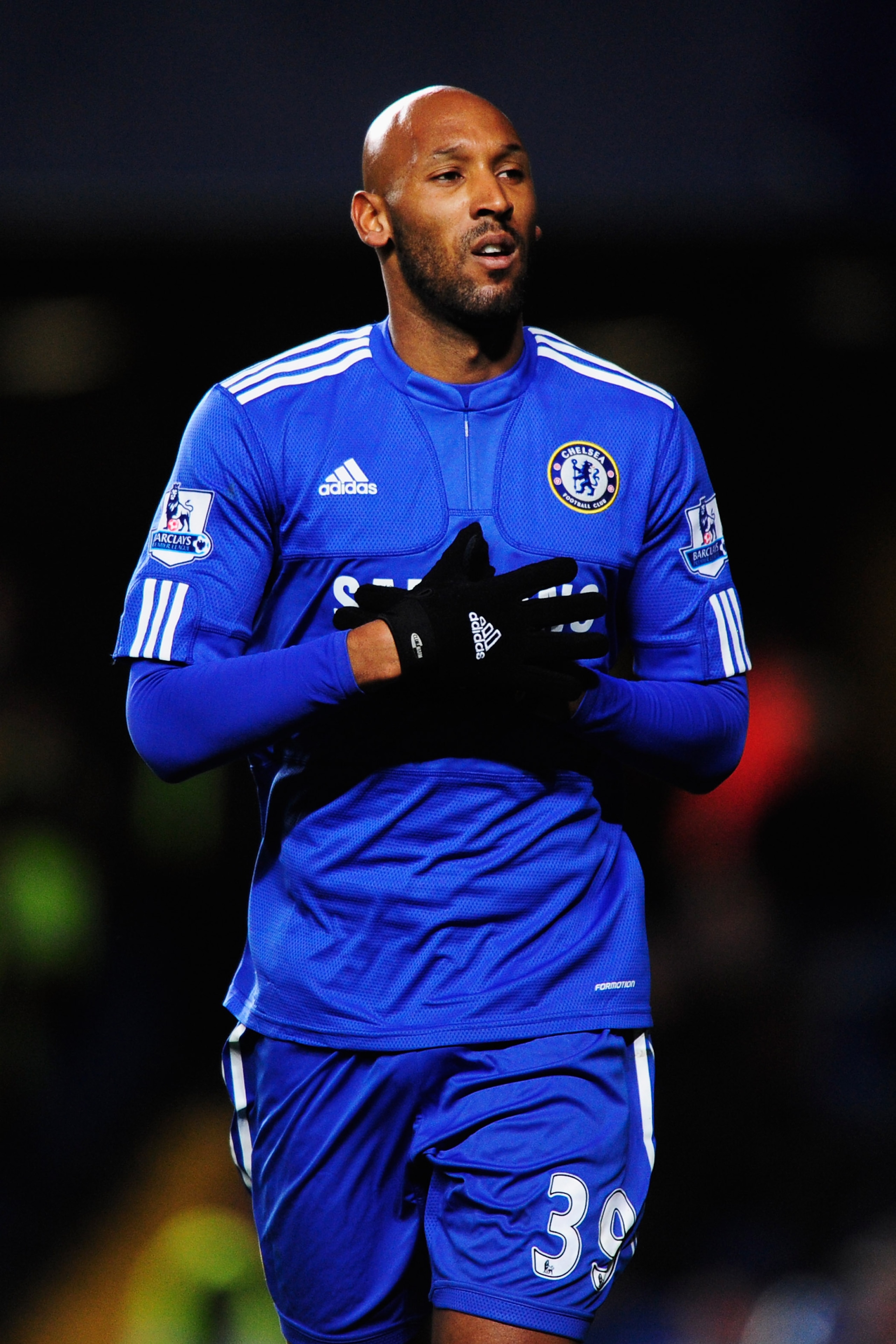 LONDON, ENGLAND - APRIL 13:  Nicolas Anelka of Chelsea celebrates as he scores their first goal during the Barclays Premier League match between Chelsea and Bolton Wanderers at Stamford Bridge on April 13, 2010 in London, England.  (Photo by Jamie McDonal