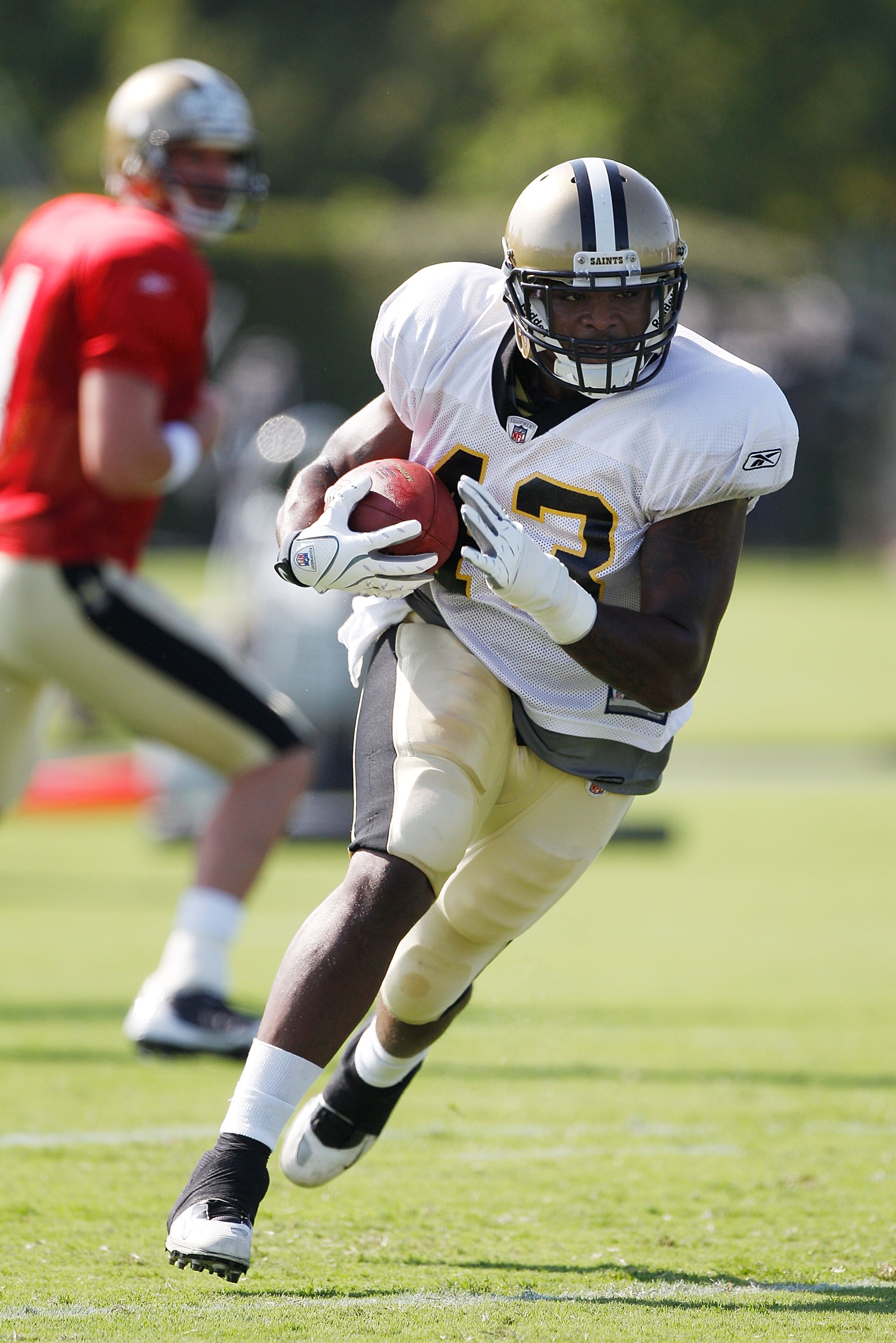METAIRIE, LA - JULY 30:  P.J. Hill #43 of the New Orleans Saints during training camp on July 30, 2010 in Metairie, Louisiana.  (Photo by Chris Graythen/Getty Images)
