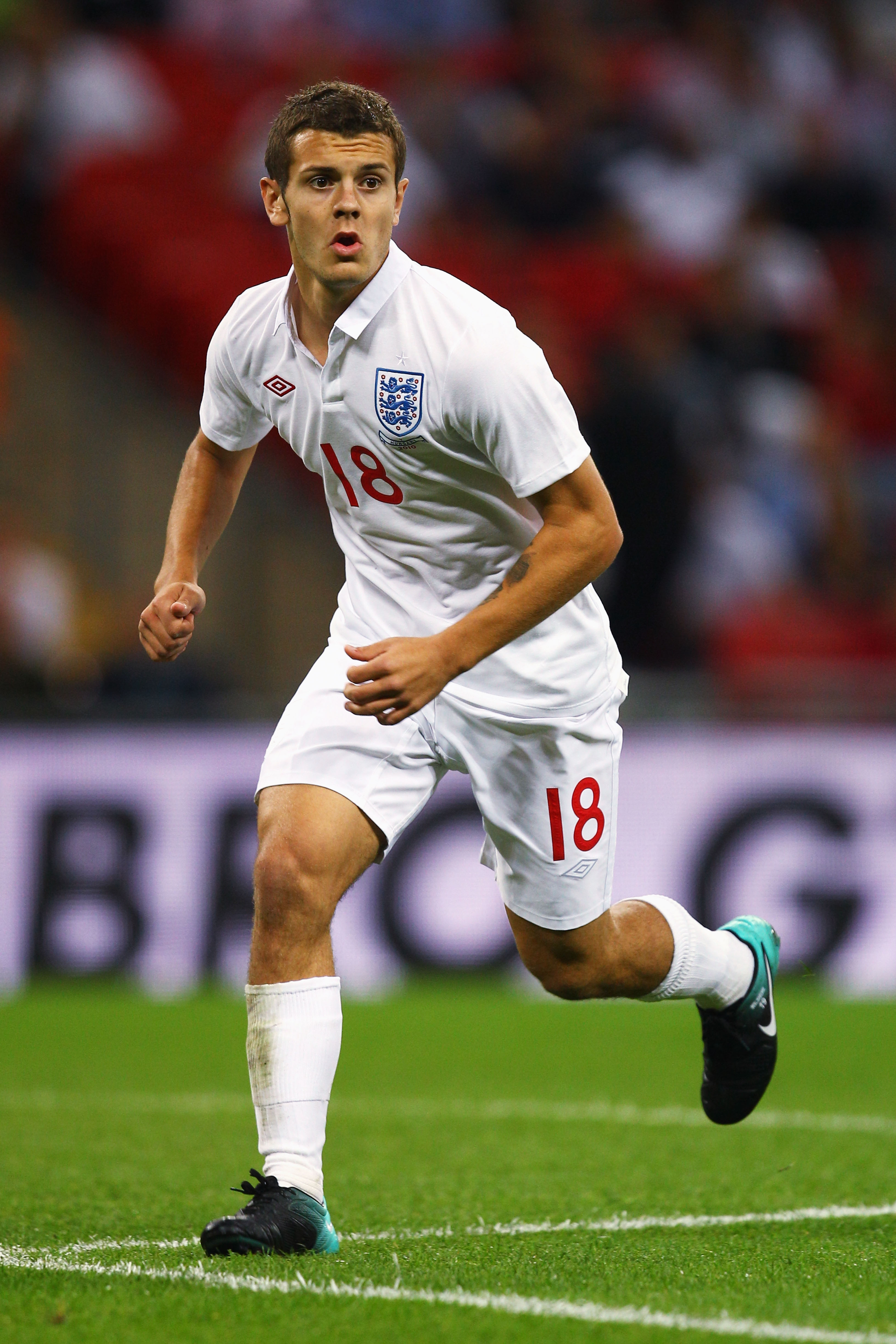 LONDON, ENGLAND - AUGUST 11:  Jack Wilshere of England in action during the International Friendly match between England and Hungary at Wembley Stadium on August 11, 2010 in London, England.  (Photo by Richard Heathcote/Getty Images)