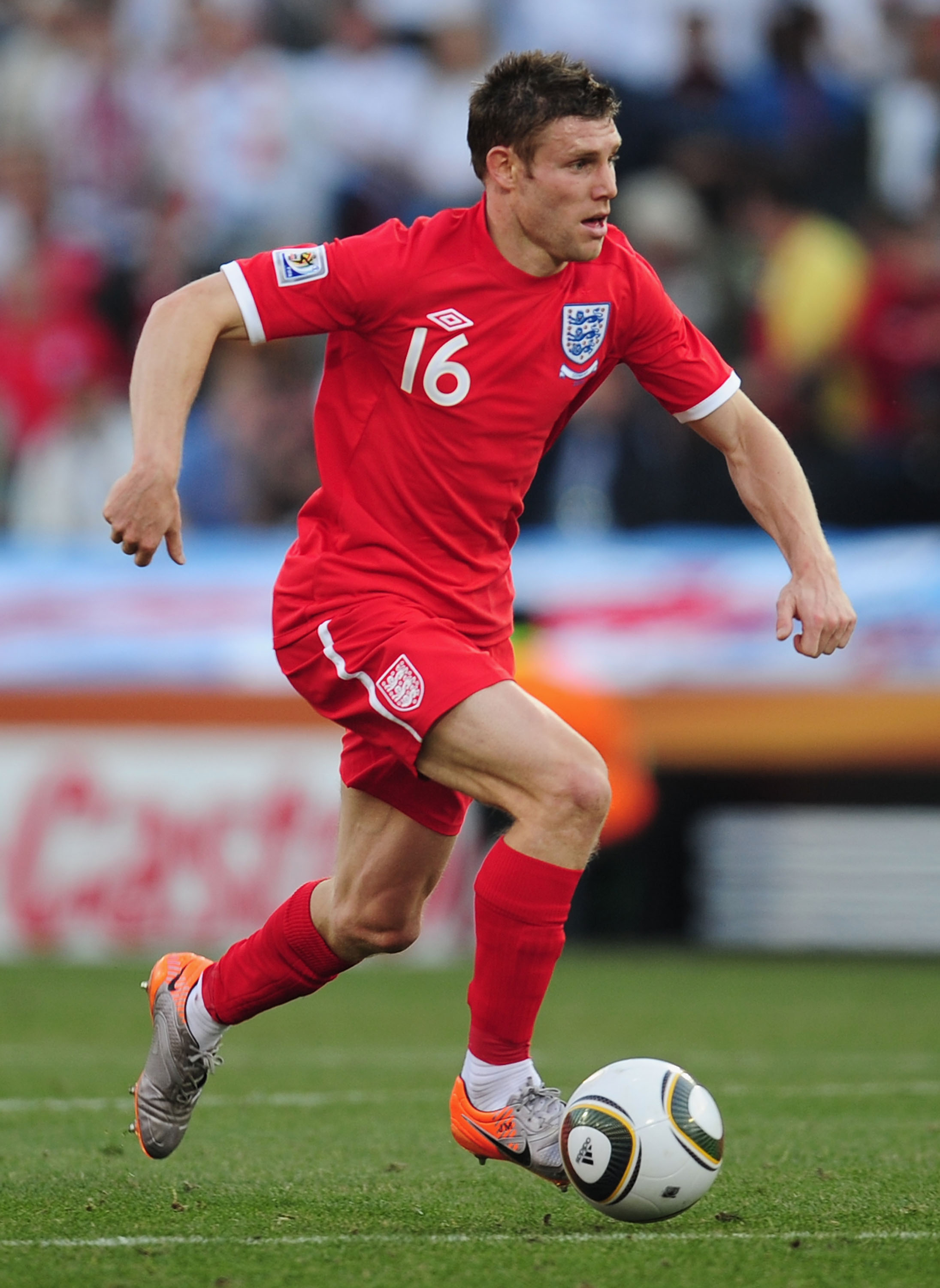 BLOEMFONTEIN, SOUTH AFRICA - JUNE 27:  James Milner of England in action during the 2010 FIFA World Cup South Africa Round of Sixteen match between Germany and England at Free State Stadium on June 27, 2010 in Bloemfontein, South Africa.  (Photo by Clive 
