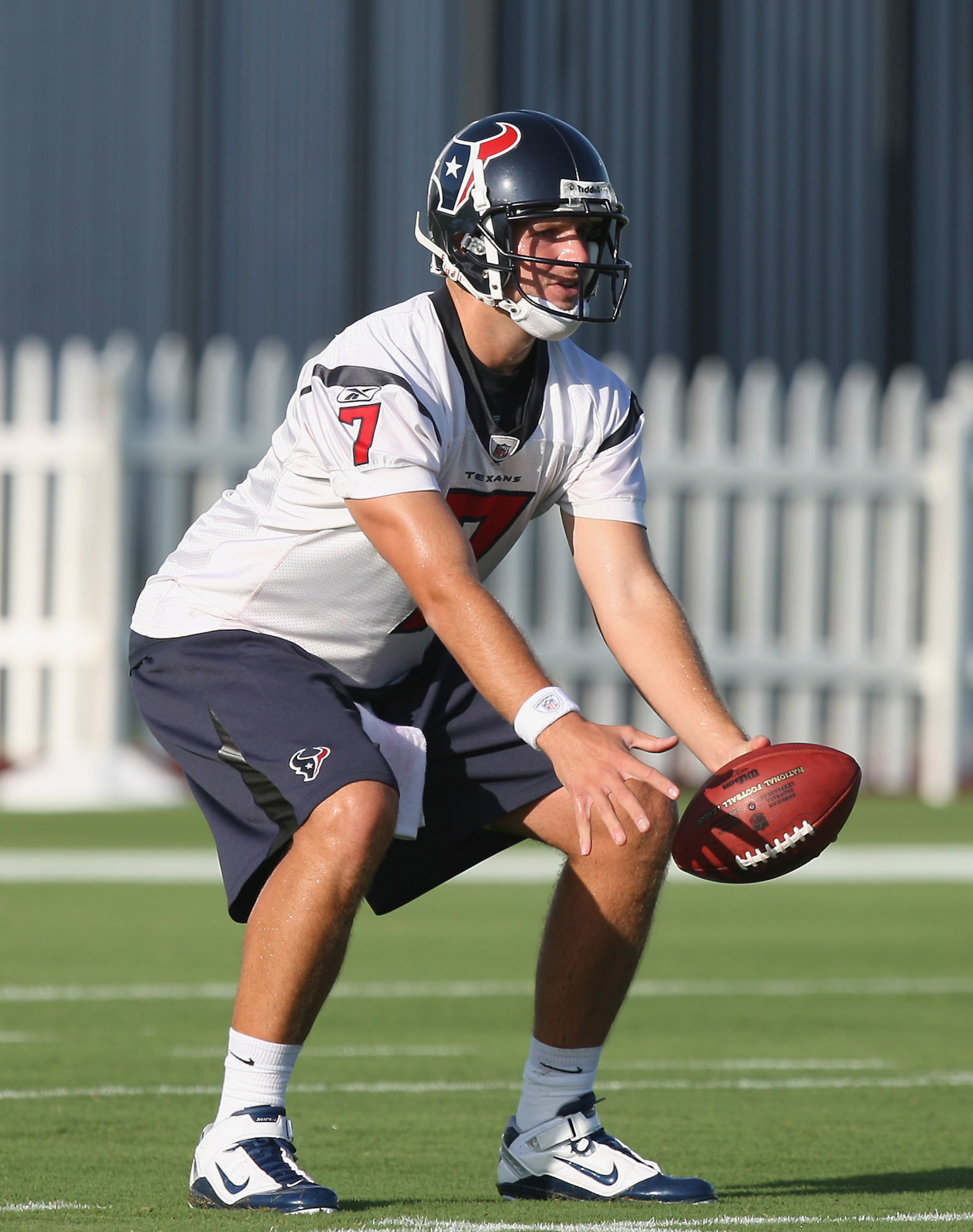 HOUSTON - JULY 30: Quarterback Dan Orlovsky #7 of the Houston Texans participates in the team's first NFL training camp practice of the season at Reliant Park on July 30, 2010 in Houston, Texas. (Photo by Bob Levey/Getty Images) HOUSTON - JULY 30: Quarterback Dan Orlovsky #7 of the Houston Texans participates in the team's first NFL training camp practice of the season at Reliant Park on July 30, 2010 in Houston, Texas. (Photo by Bob Levey/Getty Images)