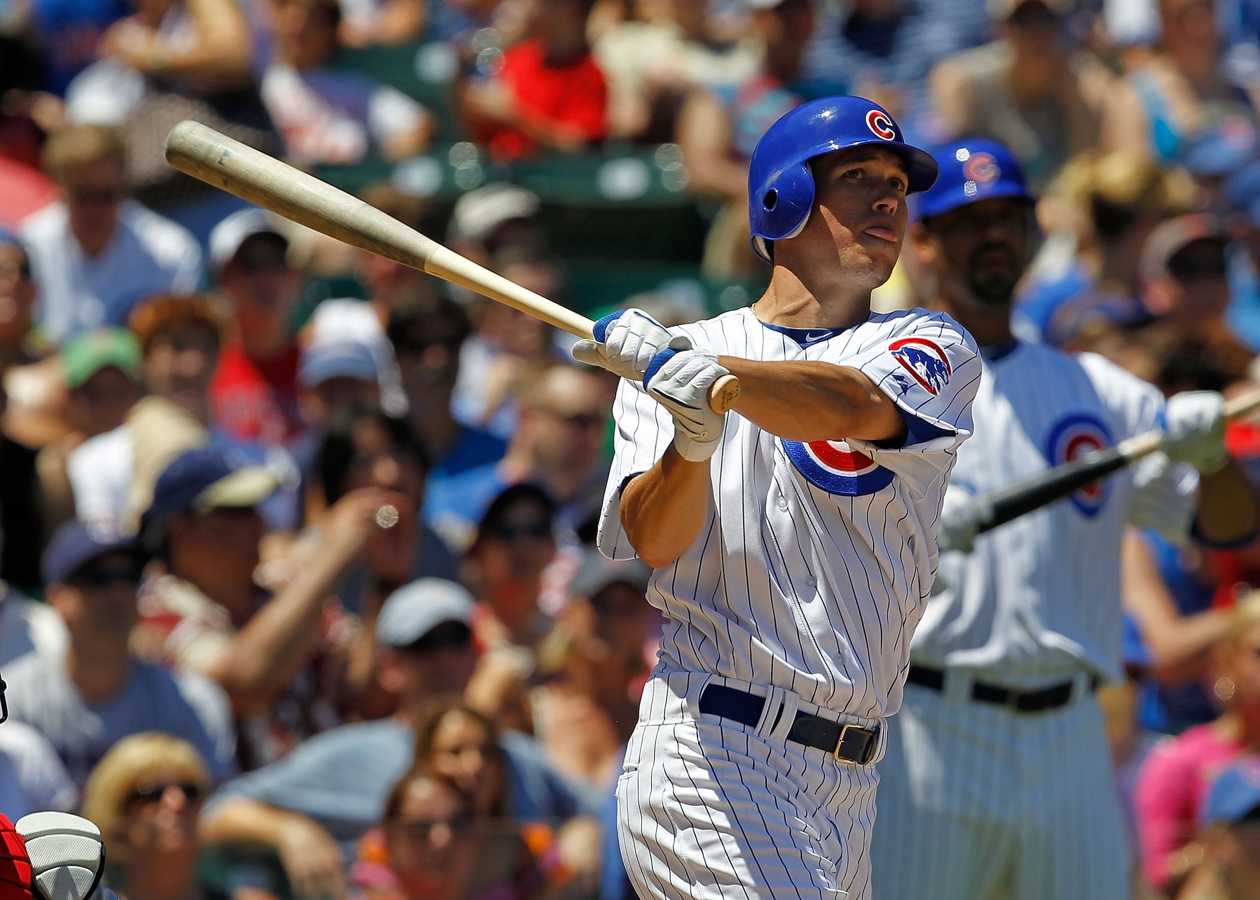 CHICAGO - JULY 03: Tyler Colvin #21 of the Chicago Cubs takes a swing against the Cincinnati Reds at Wrigley Field on July 3, 2010 in Chicago, Illinois. The Cubs defeated the Reds 3-1. (Photo by Jonathan Daniel/Getty Images) CHICAGO - JULY 03: Tyler Colvin #21 of the Chicago Cubs takes a swing against the Cincinnati Reds at Wrigley Field on July 3, 2010 in Chicago, Illinois. The Cubs defeated the Reds 3-1. (Photo by Jonathan Daniel/Getty Images)